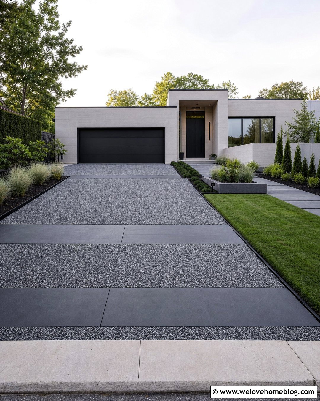 Modern Gravel Driveway With Large Block Paving Sections - 20 Gravel And Block Paving Driveway Ideas
