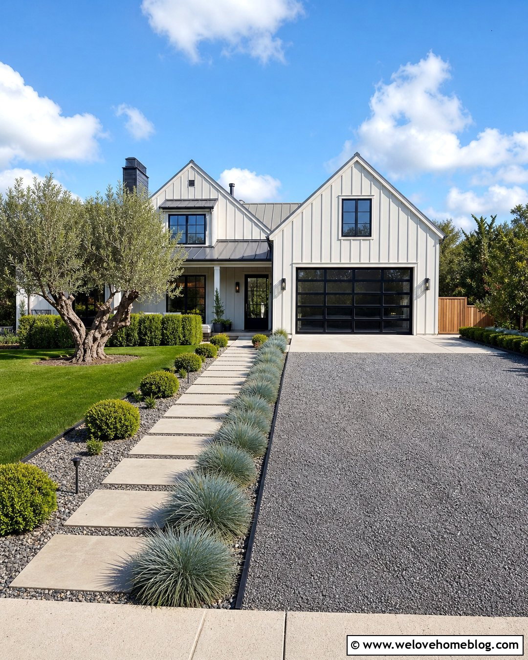 Modern Gravel Driveway With Steel Edging - 25 Driveways Modern Front Yard Landscaping Entrance Ideas