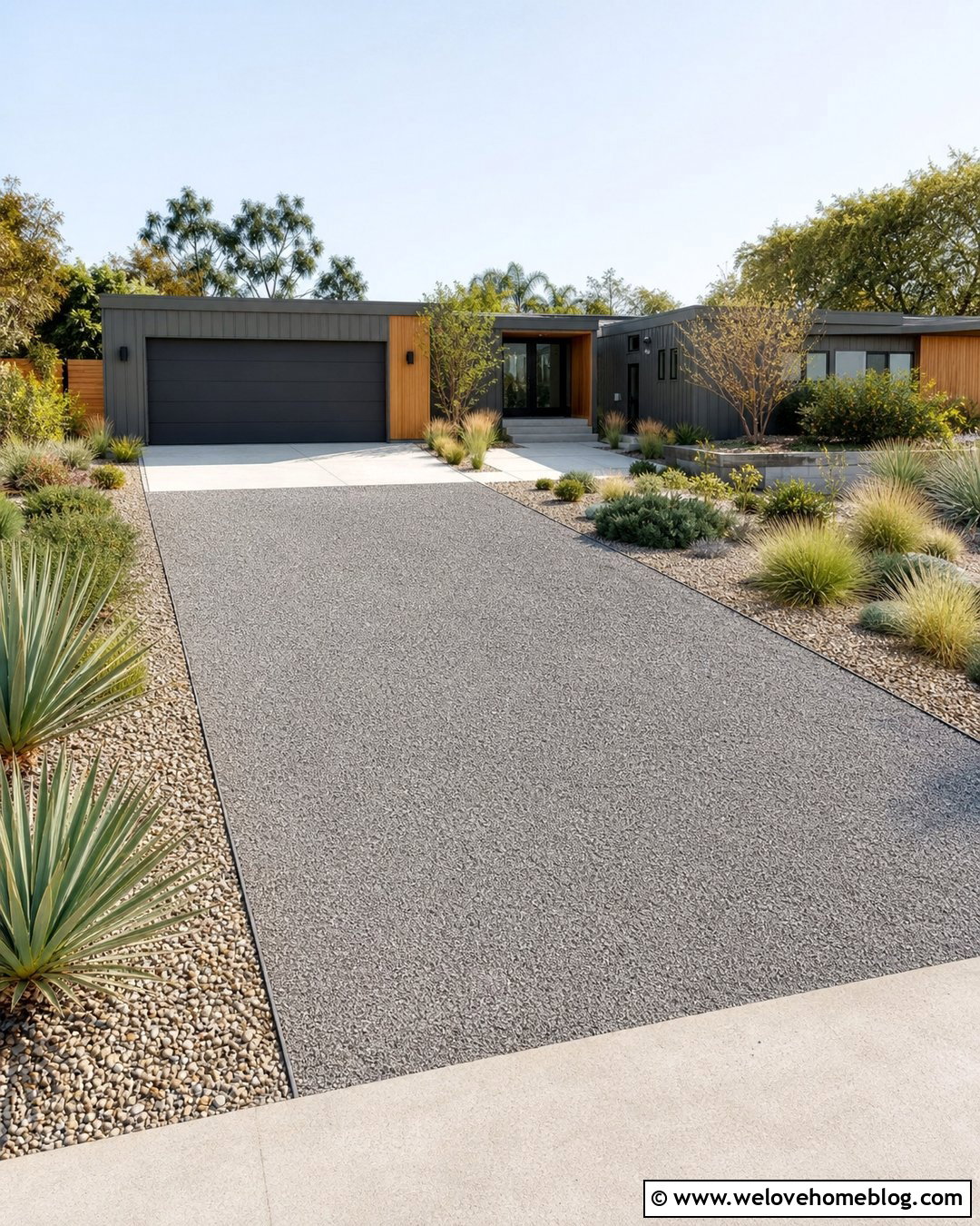 Modern Gravel Driveway With Steel Edging - 25 Modern House Driveway Ideas