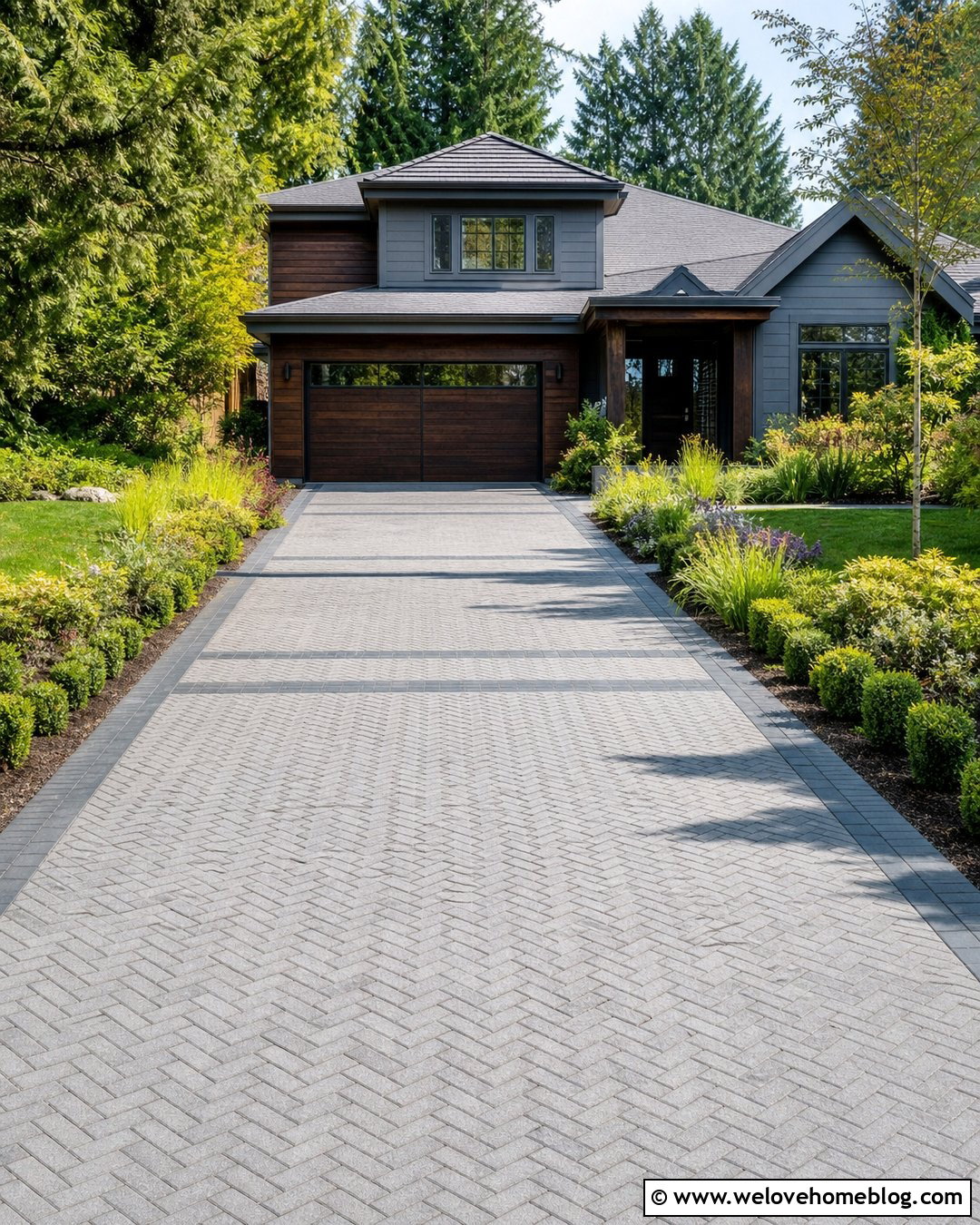 Modern Gray Brick Driveway - 25 Modern House Driveway Ideas