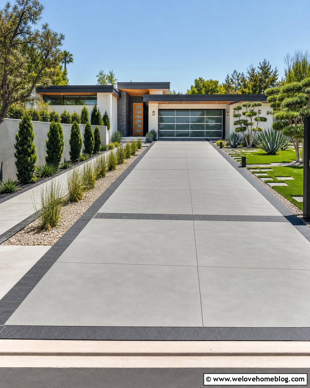 Modern Grid Concrete Driveway Resurfacing - 25 Resurface Concrete Driveway Ideas