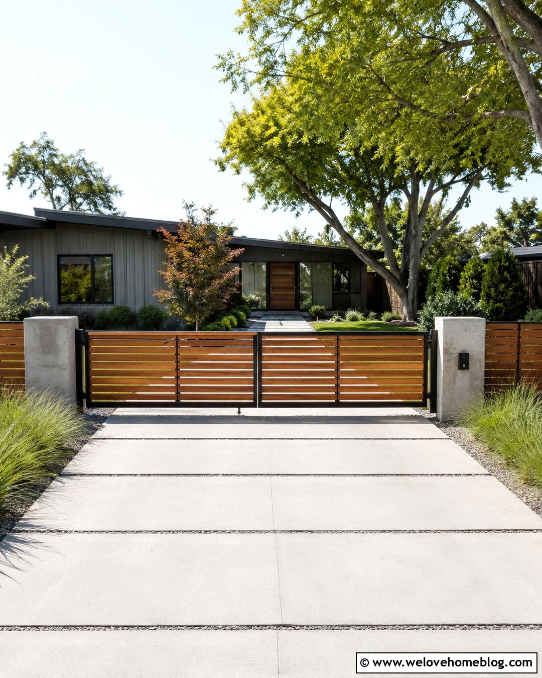 Modern Horizontal Slat Driveway Gate - 20 Driveway Entry Gates Ideas