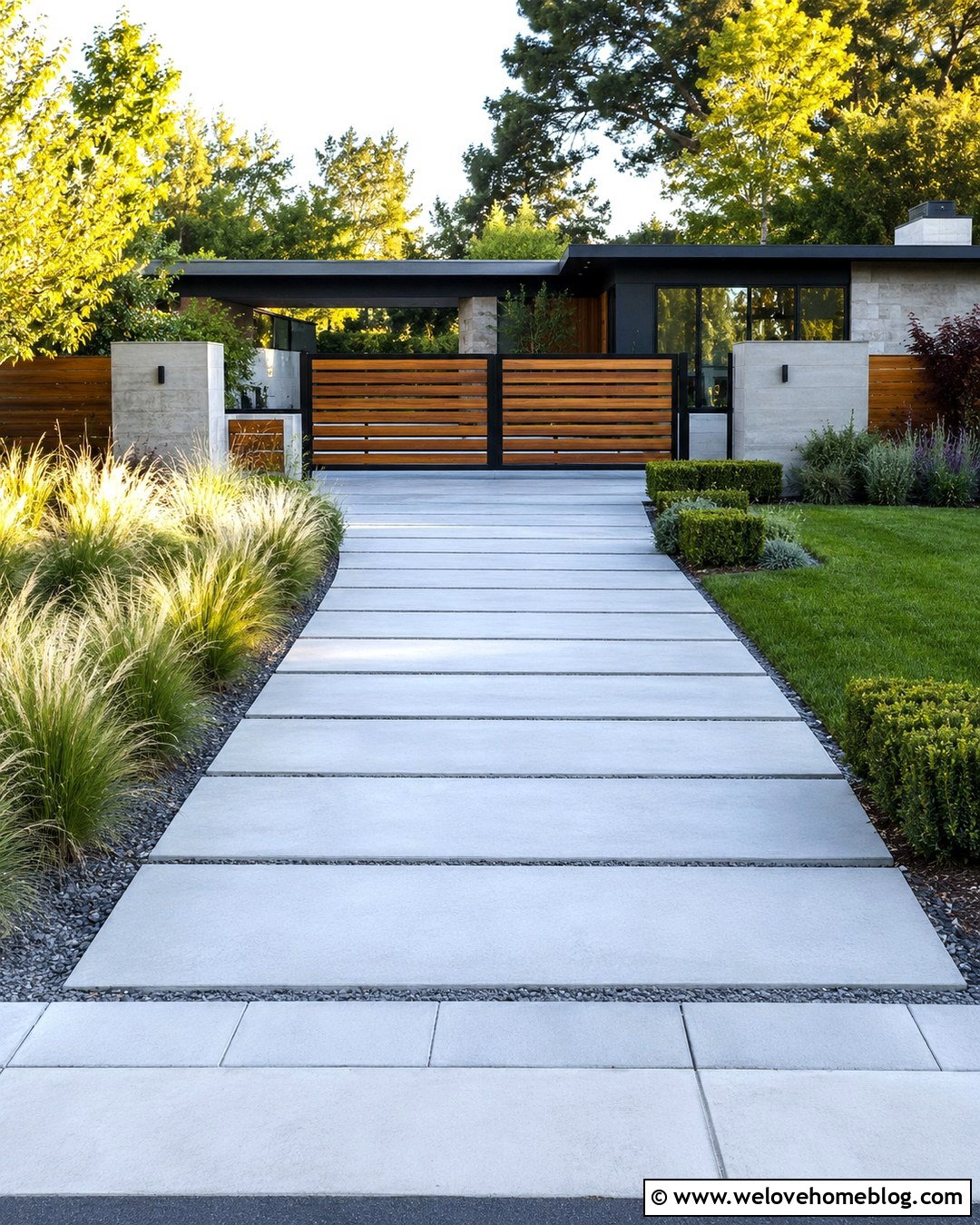 Modern Horizontal Slat Driveway Gate - 20 Driveway Gate Inspiration Ideas