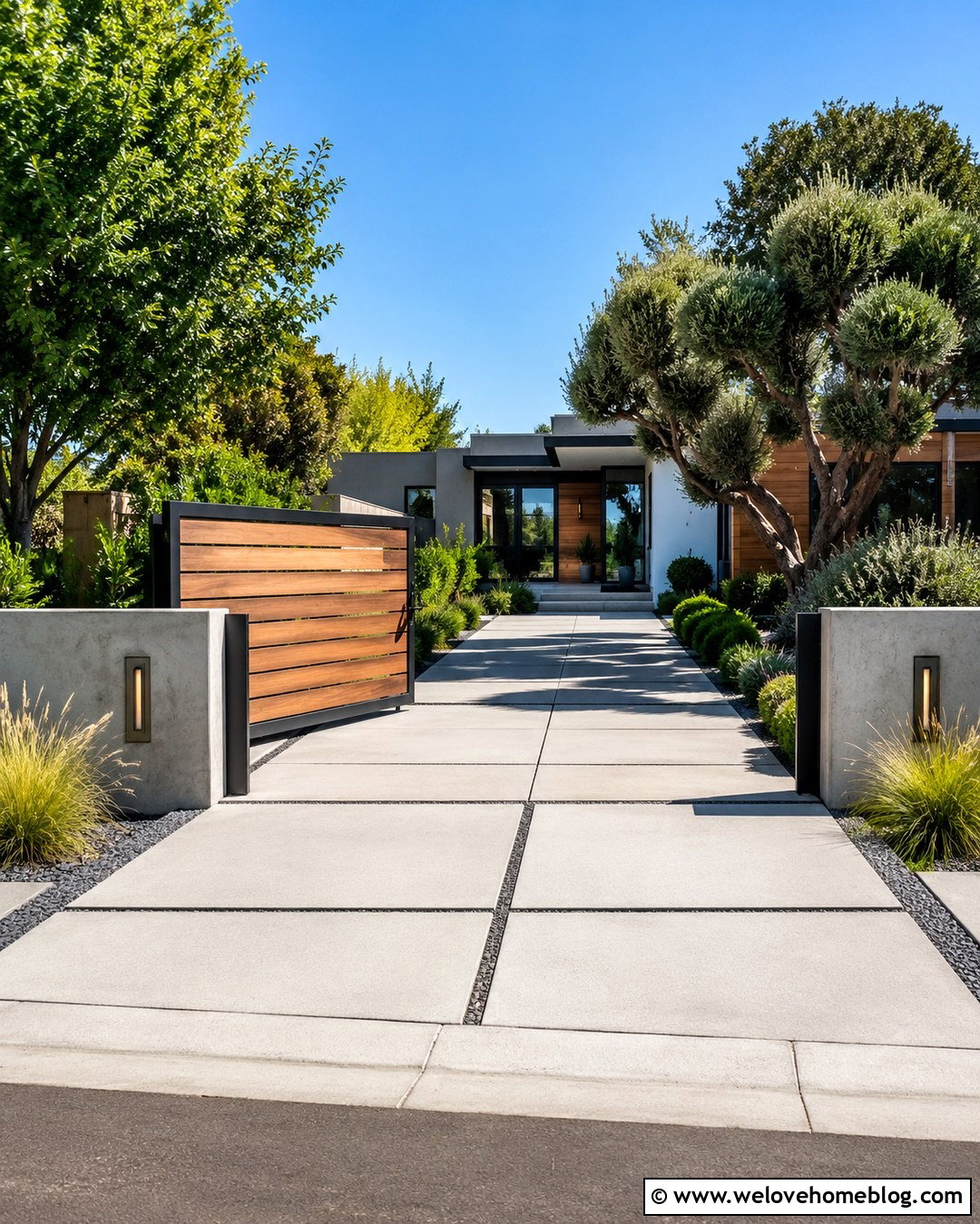 Modern Horizontal Slat Single Driveway Gate - 20 Single Driveway Gate Ideas