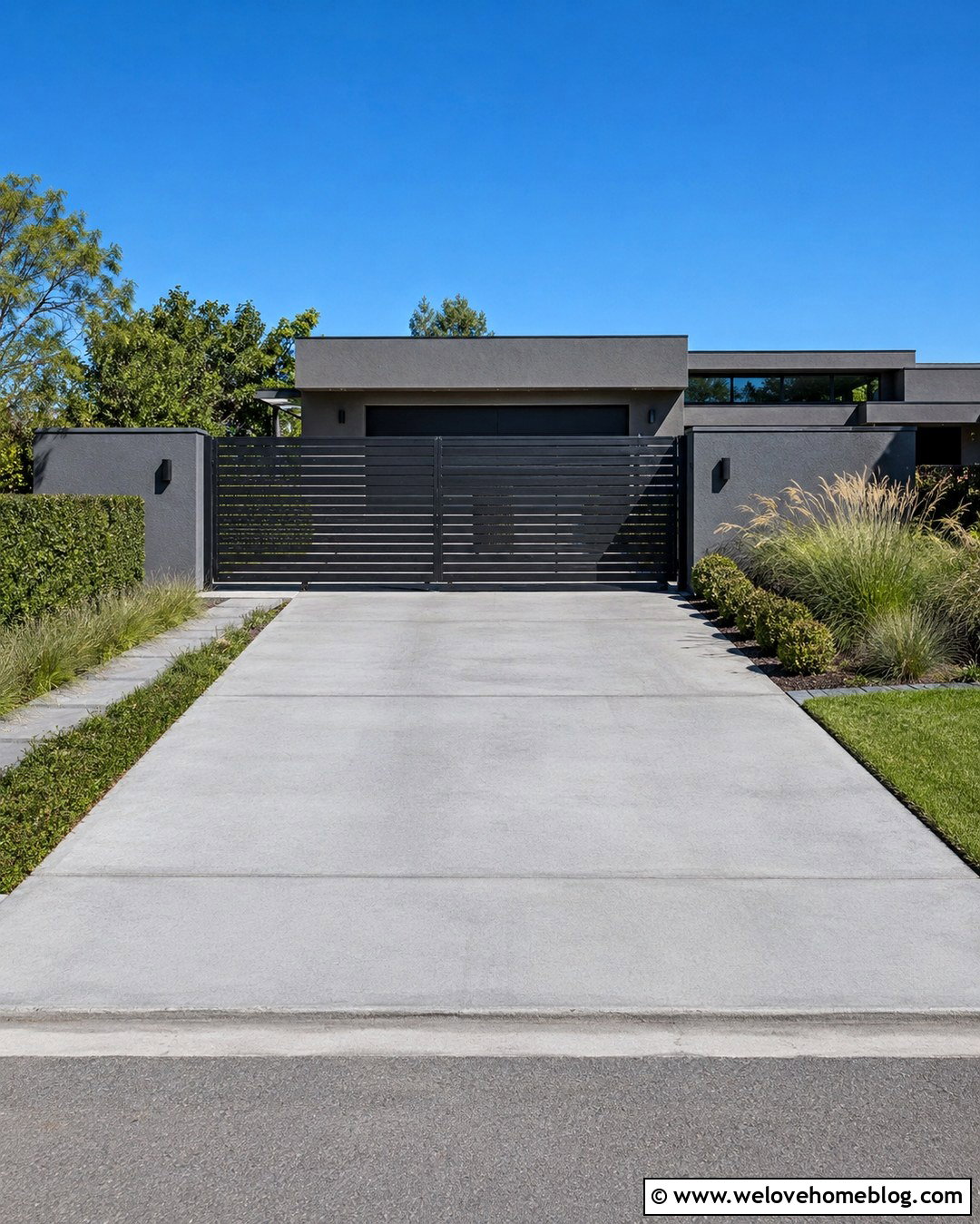 Modern Horizontal Slat Sliding Gate - 20 driveway sliding gate ideas