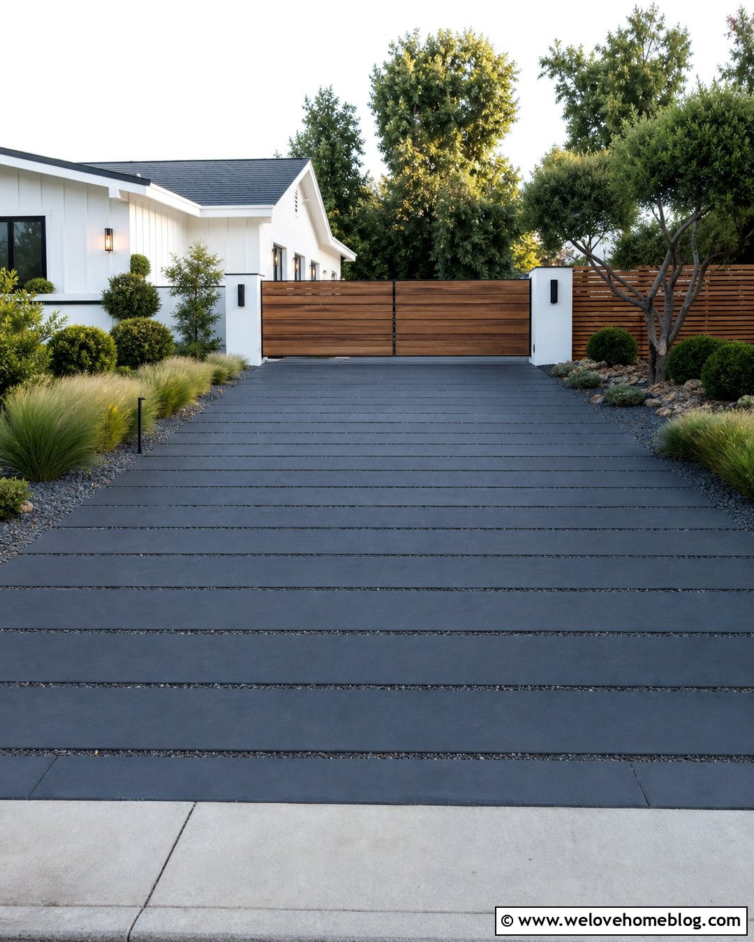 Modern Horizontal Wood Fence Driveway Gate - 20 Wood Fence Driveway Gate Ideas