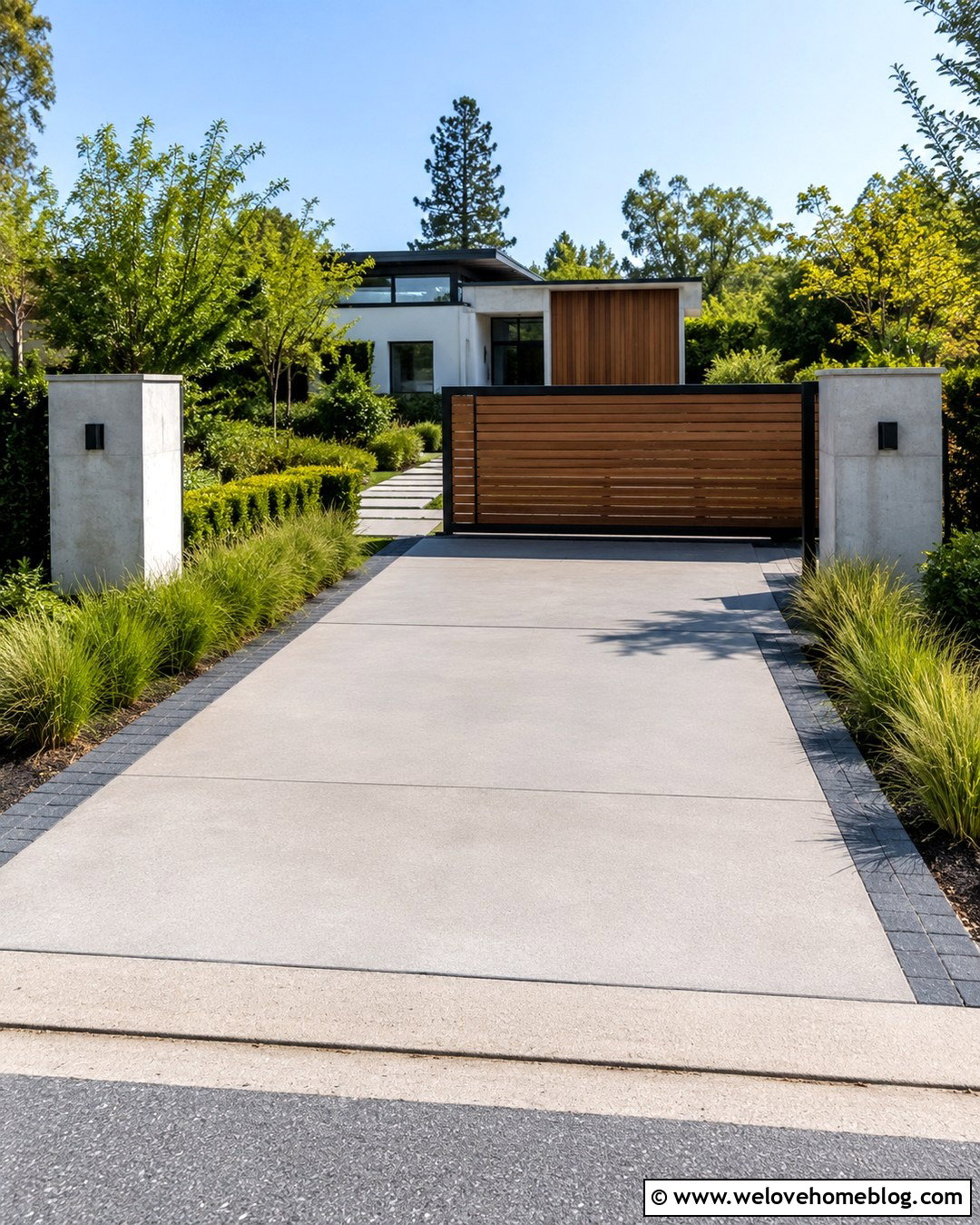 Modern Horizontal Wooden Driveway Gate - 20 Wooden Driveway Gates Ideas