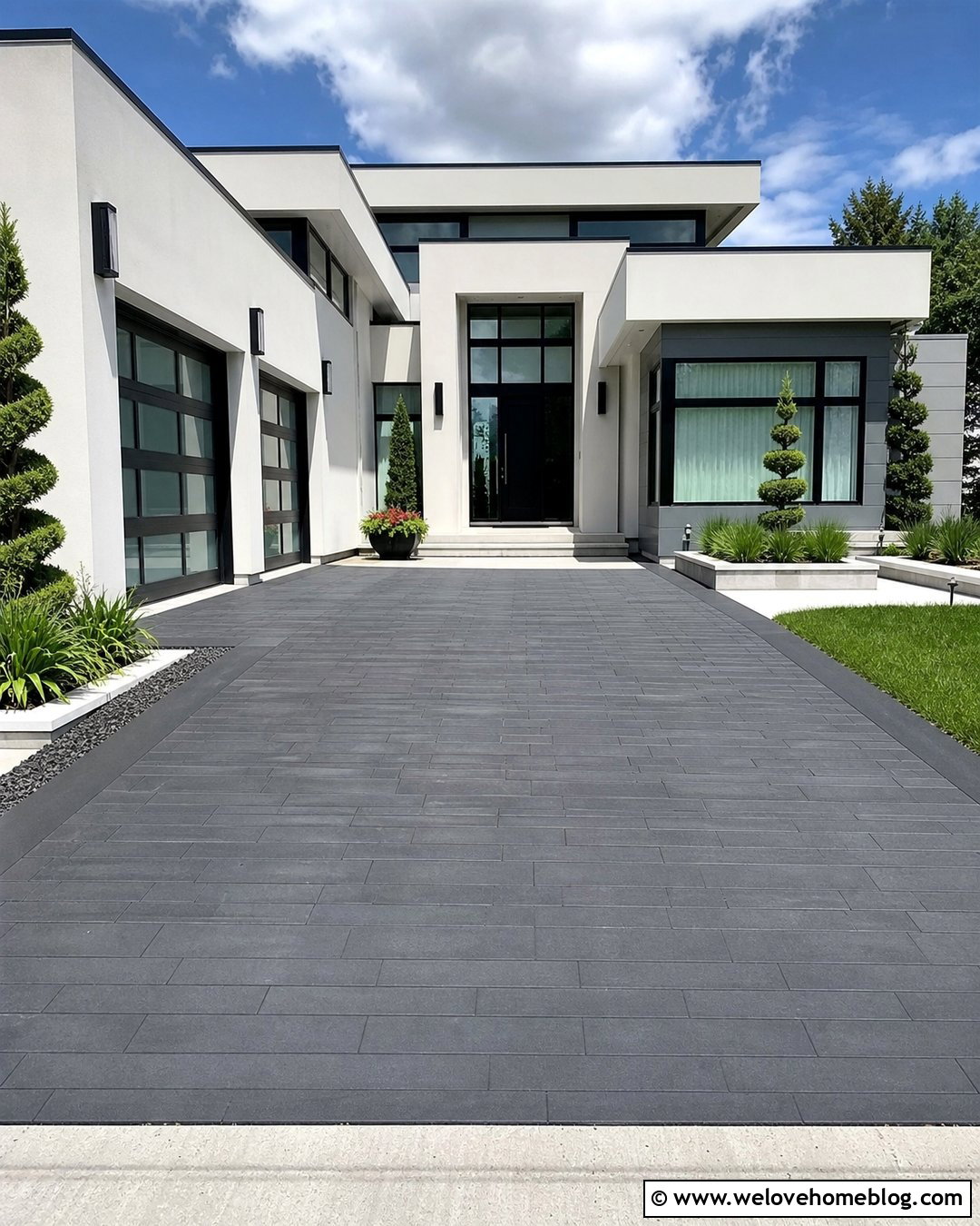 Modern Large Format Paver Driveway - 35 paved driveway ideas