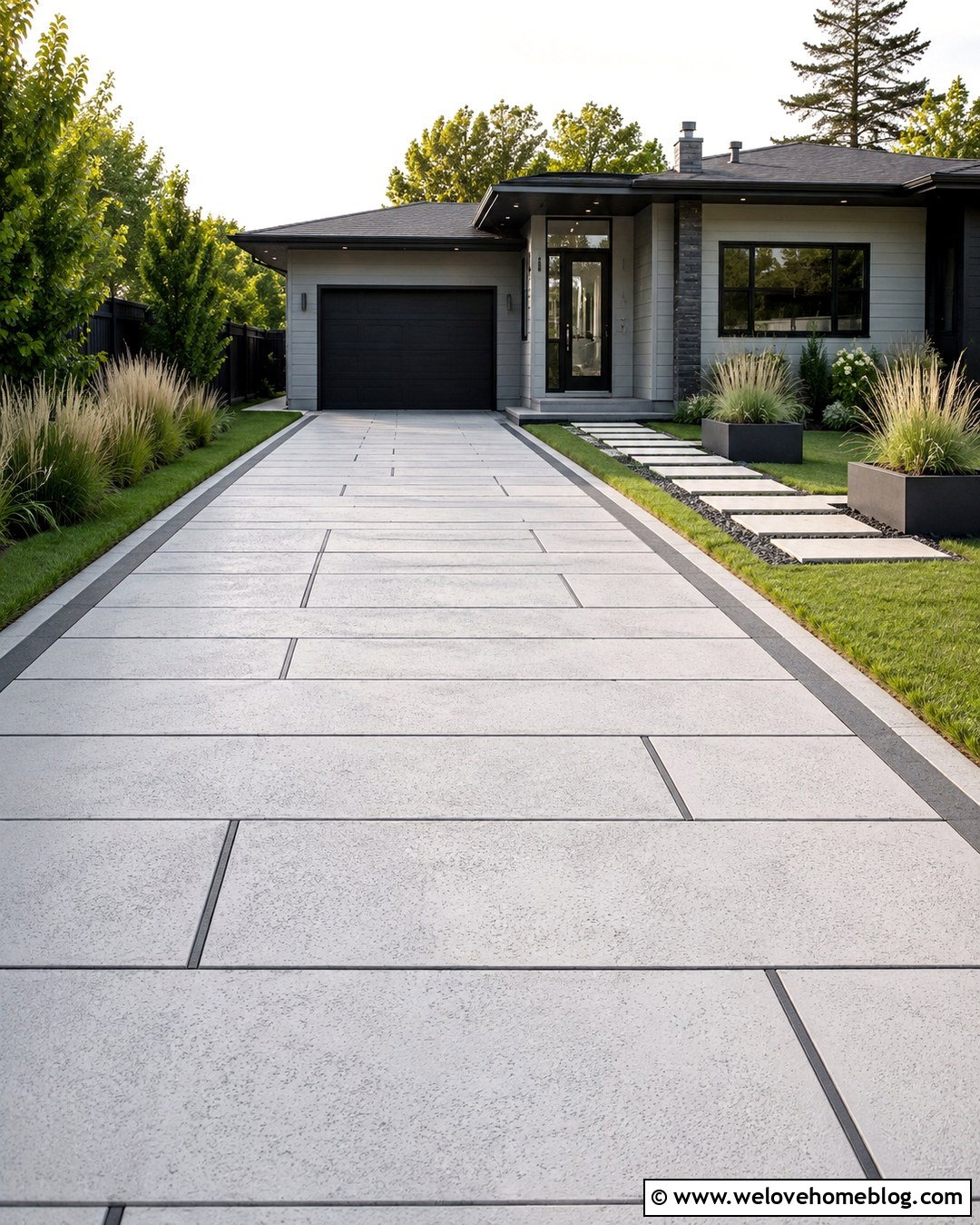 Modern Linear Driveway Stencil - 20 Driveway Stencil Ideas