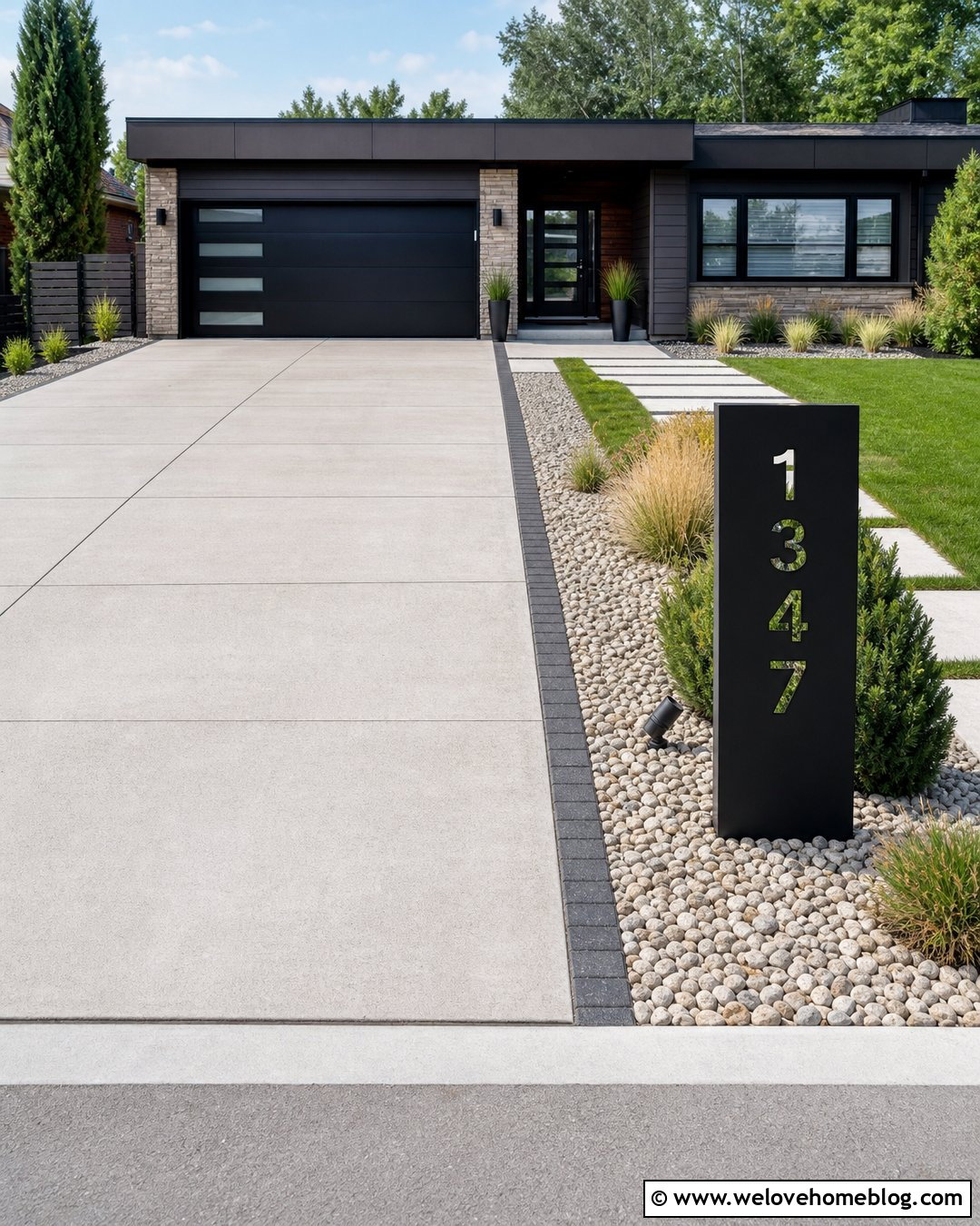Modern Metal Driveway Number Sign
