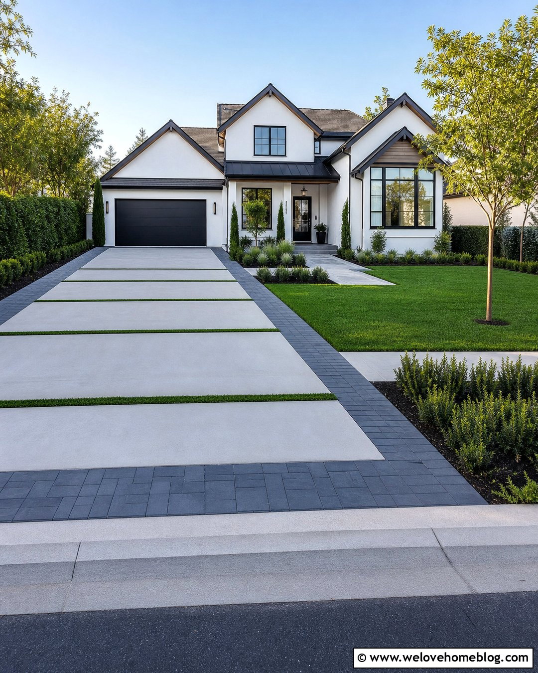 Modern Mixed Material Driveway With Grass Accents - 20 modern driveway with grass accents ideas