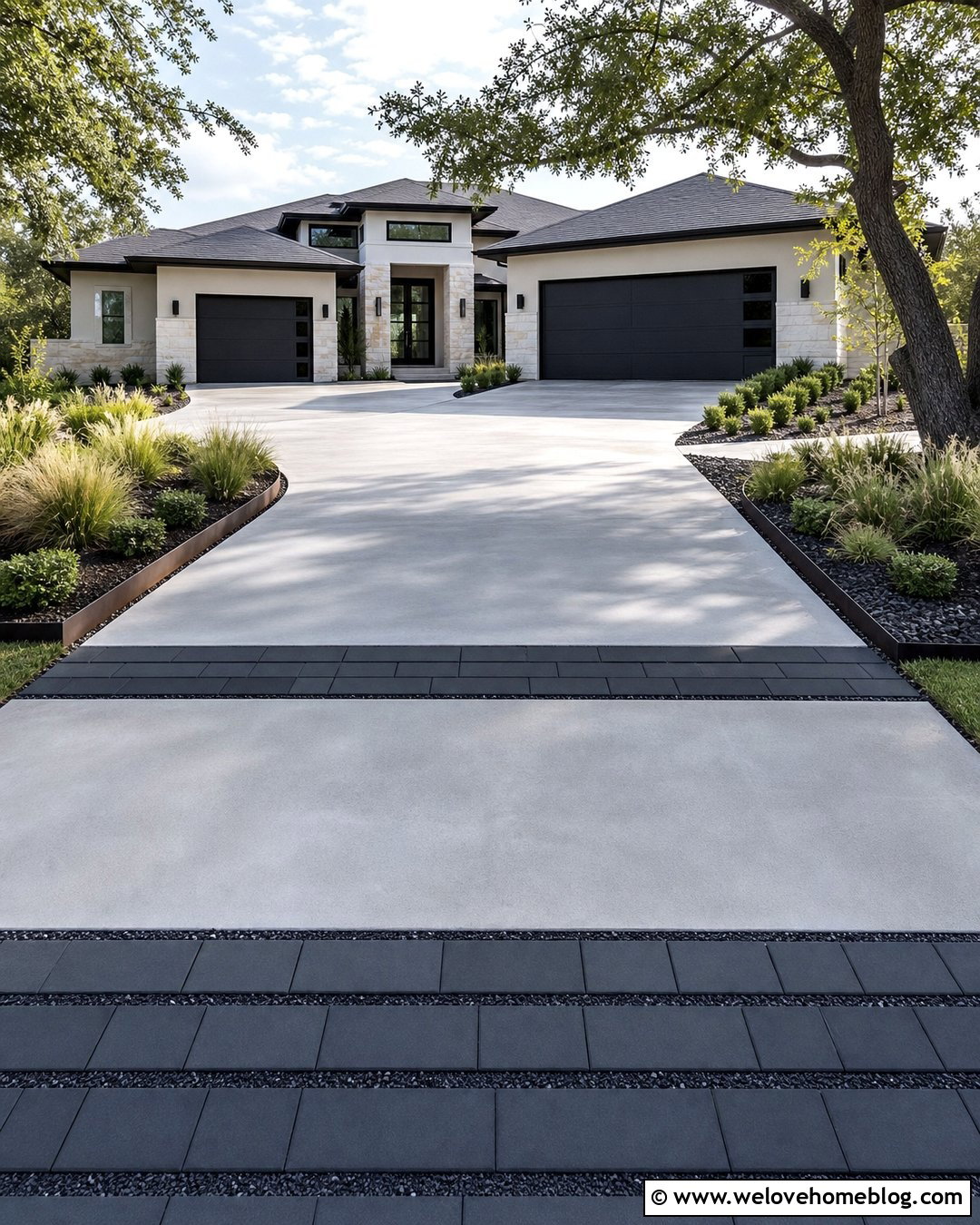 Modern Mixed Material Driveway - 25 Driveway Modern Ideas