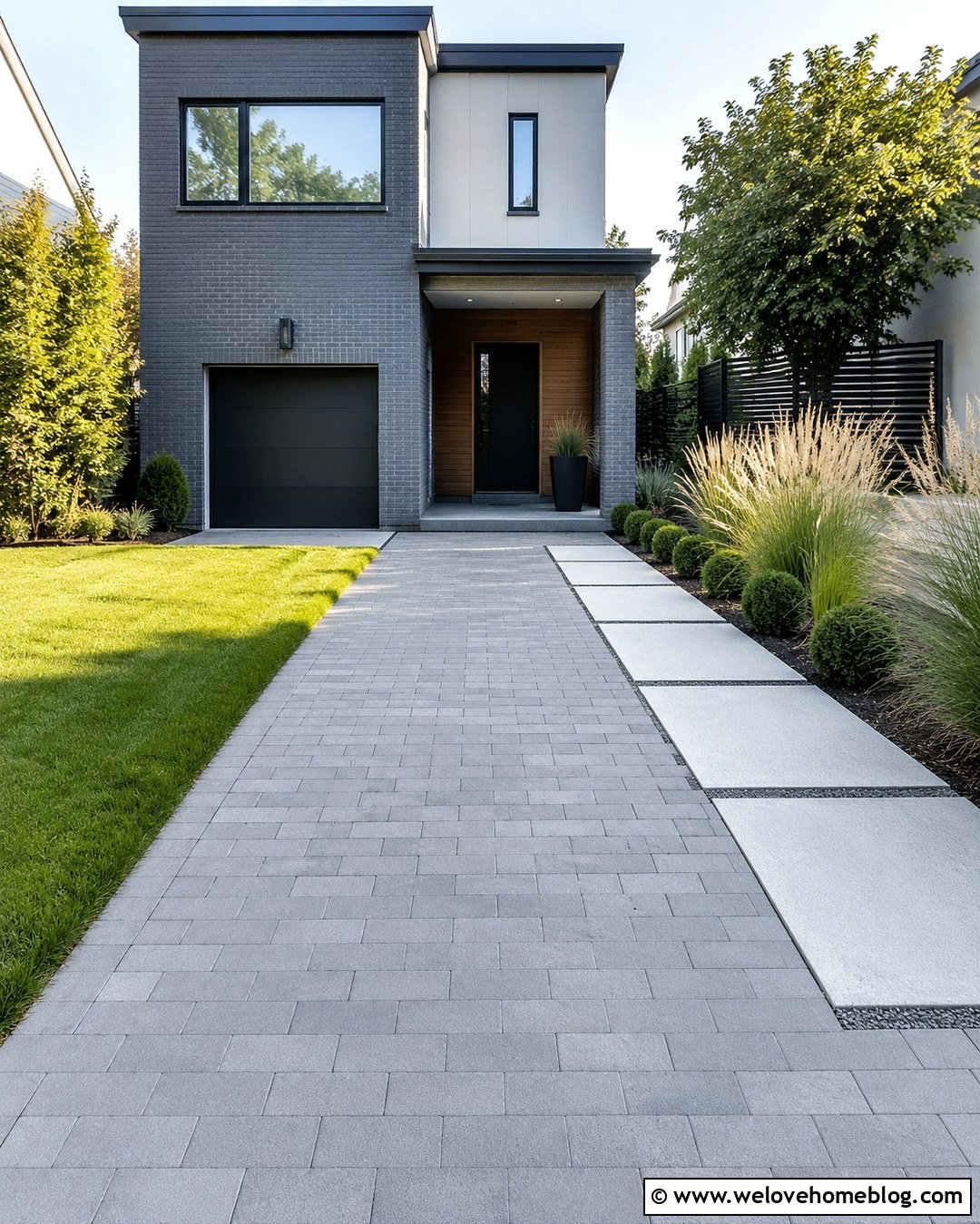 Modern Narrow Driveway With Integrated Walkway - 20 Modern Home Driveway Ideas