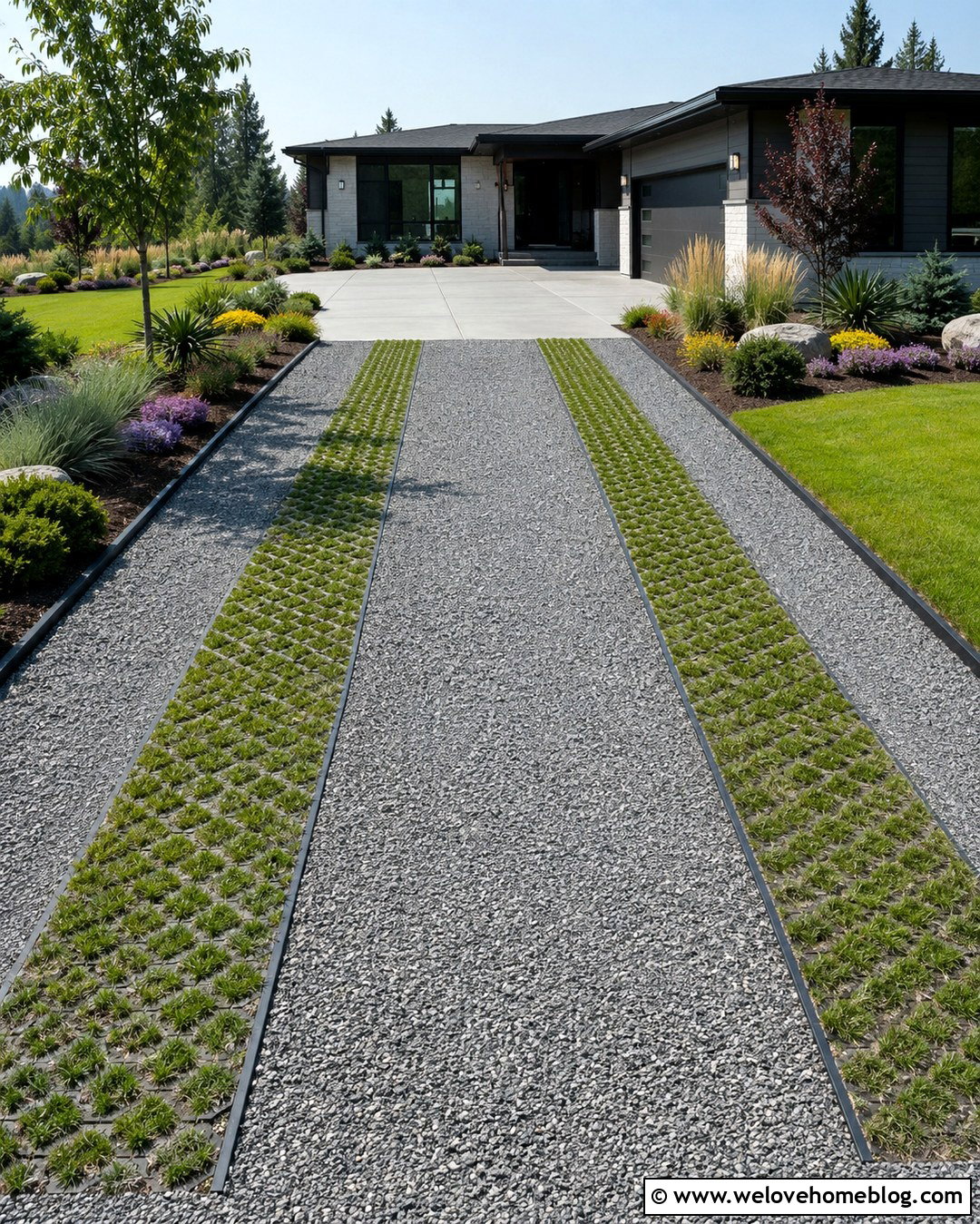 20 Modern Driveway With Grass Accents Ideas for Fresh Style