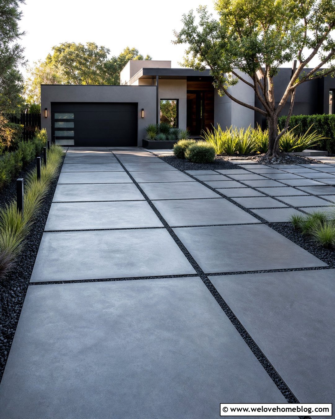 Modern Paver Driveway With Gravel Joints - 45 Driveway Design Ideas
