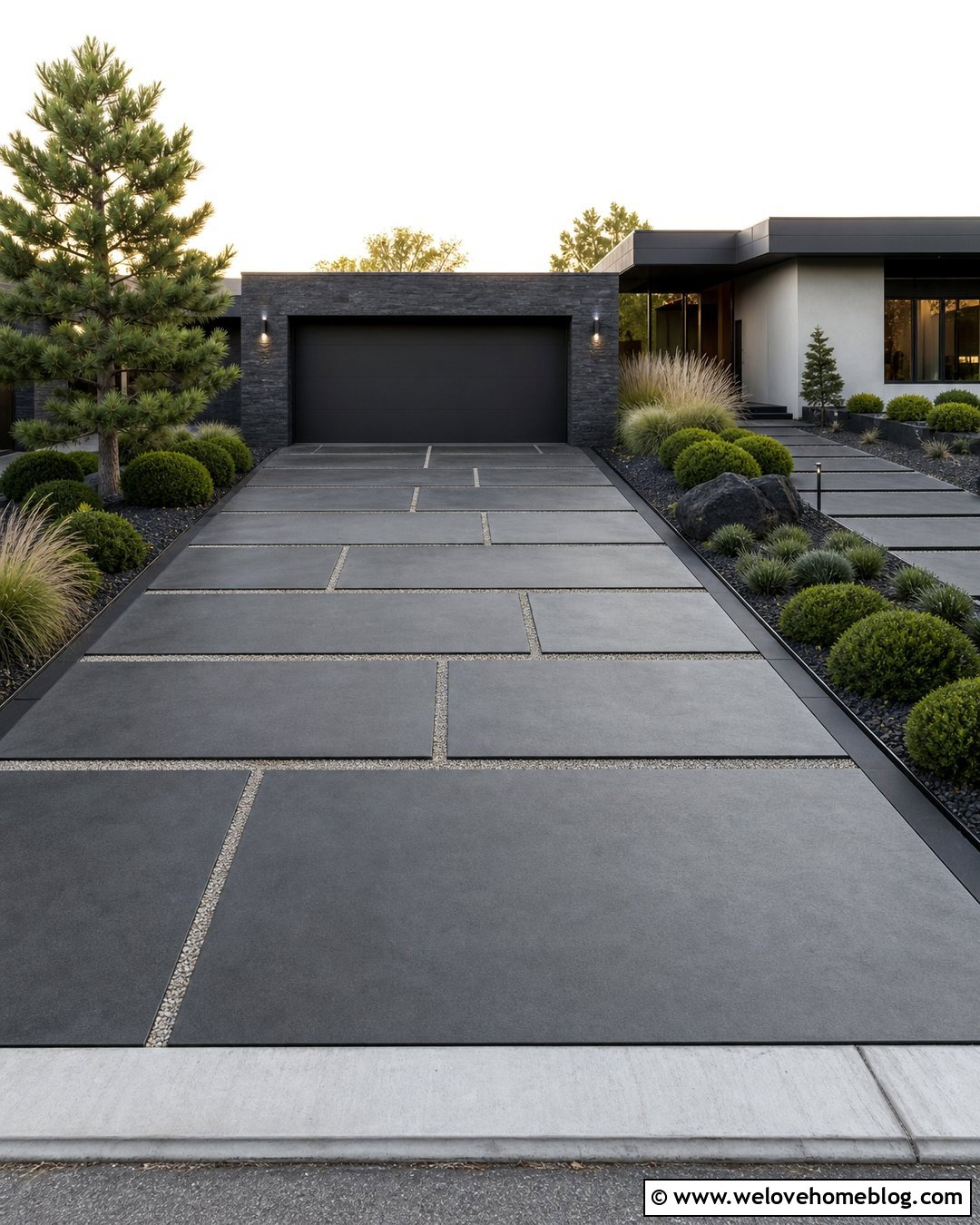 Modern Paver Driveway With Large Slabs - 20 Picture Of Driveway Ideas
