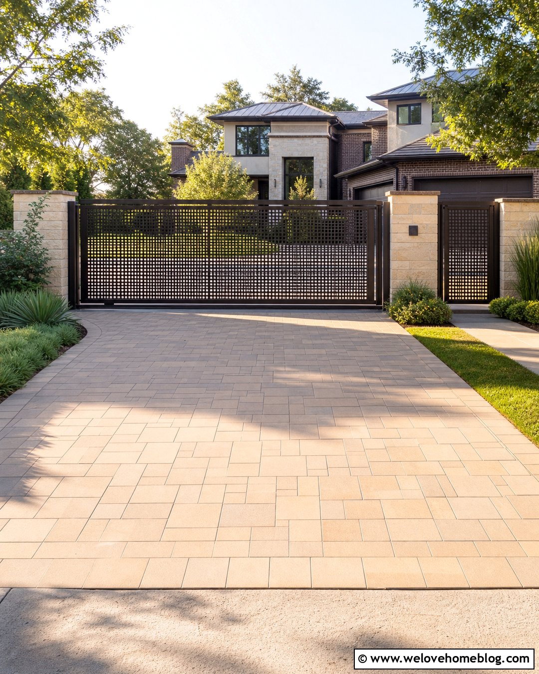 Modern Perforated Metal Driveway Gate - 35 Modern Gates Driveway Ideas