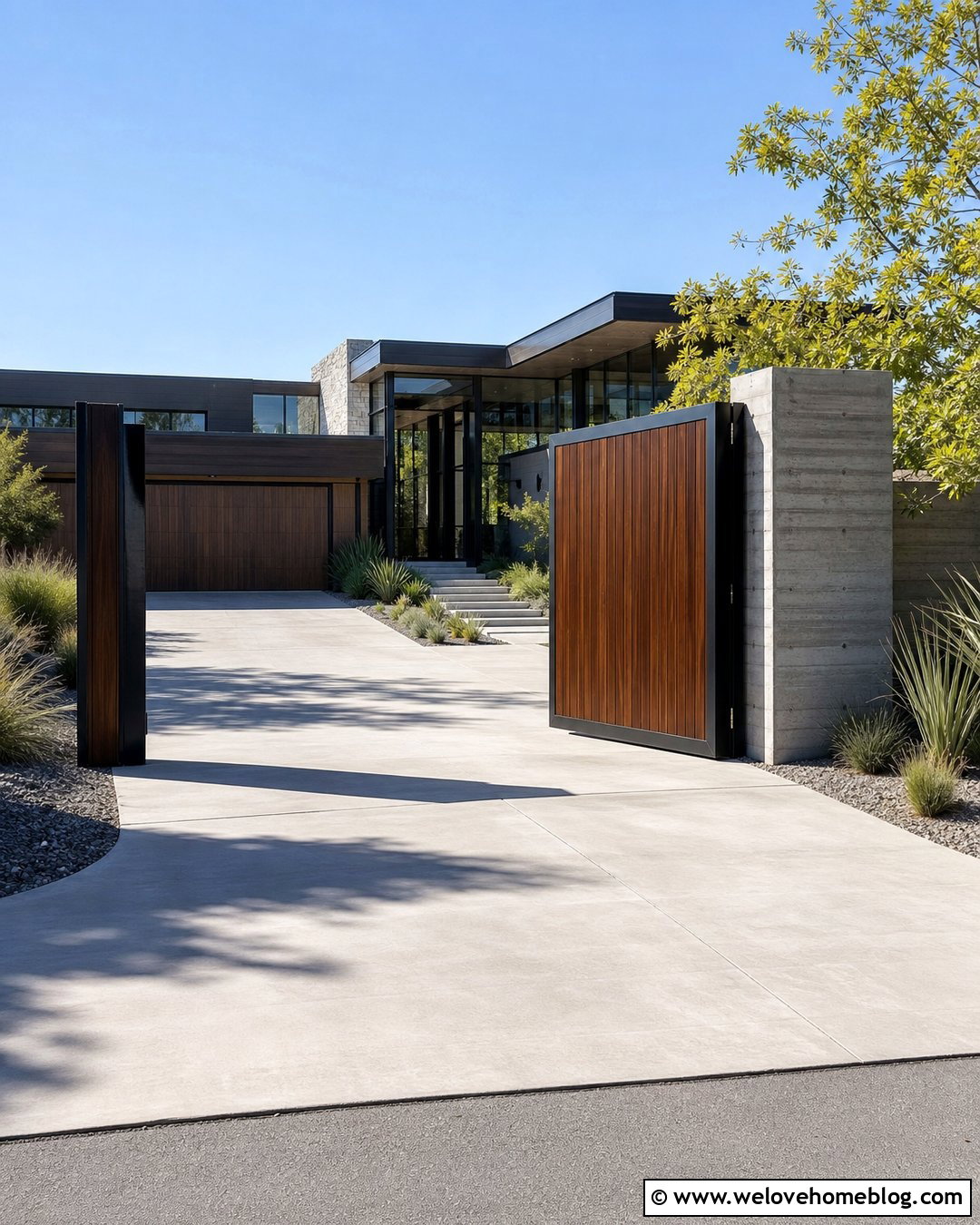 Modern Pivot Driveway Gate - 35 Modern Gates Driveway Ideas