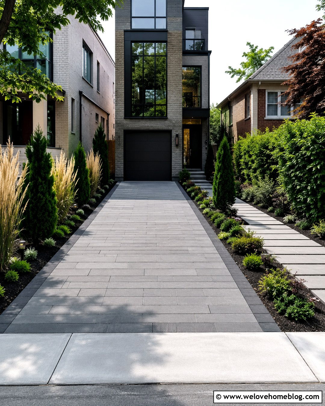 Modern Plank Paver Driveway - 20 modern driveway with patterned pavers ideas