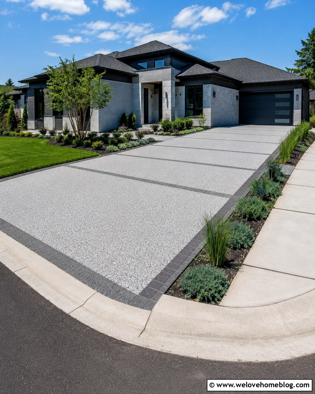 Modern Resin Bound Corner Driveway - 20 Corner Driveway Ideas