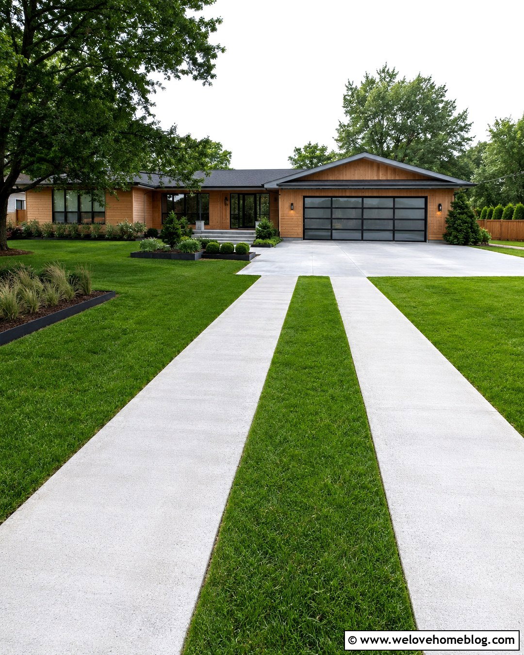 Modern Ribbon Driveway With Grass Center - 20 modern driveway with grass accents ideas