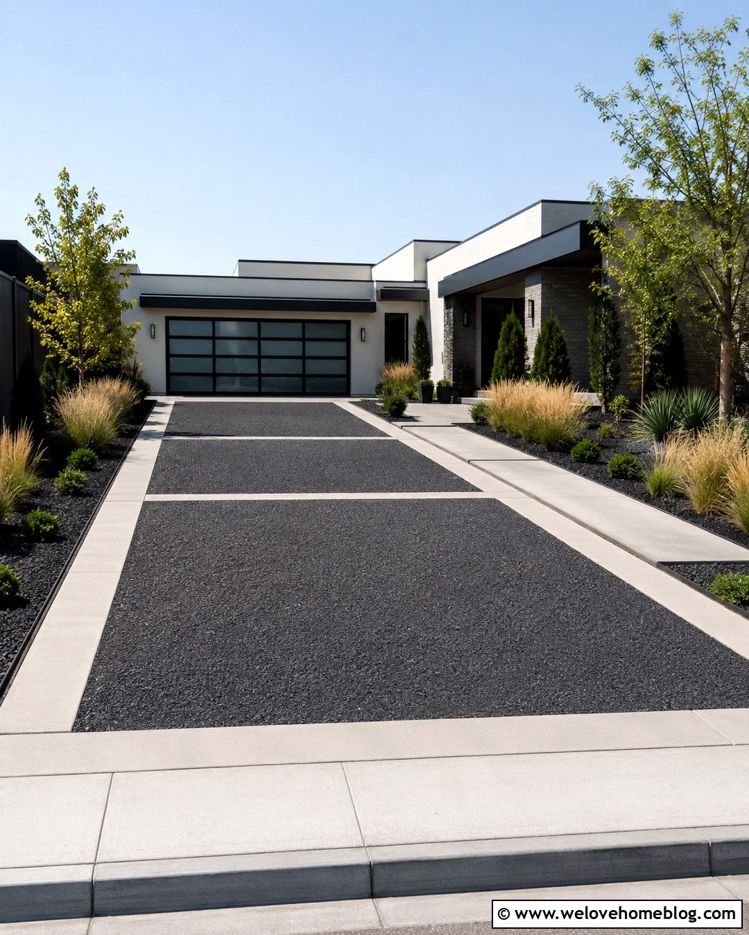 Modern Road Base Driveway With Concrete Bands - 20 Road Base Driveway Ideas