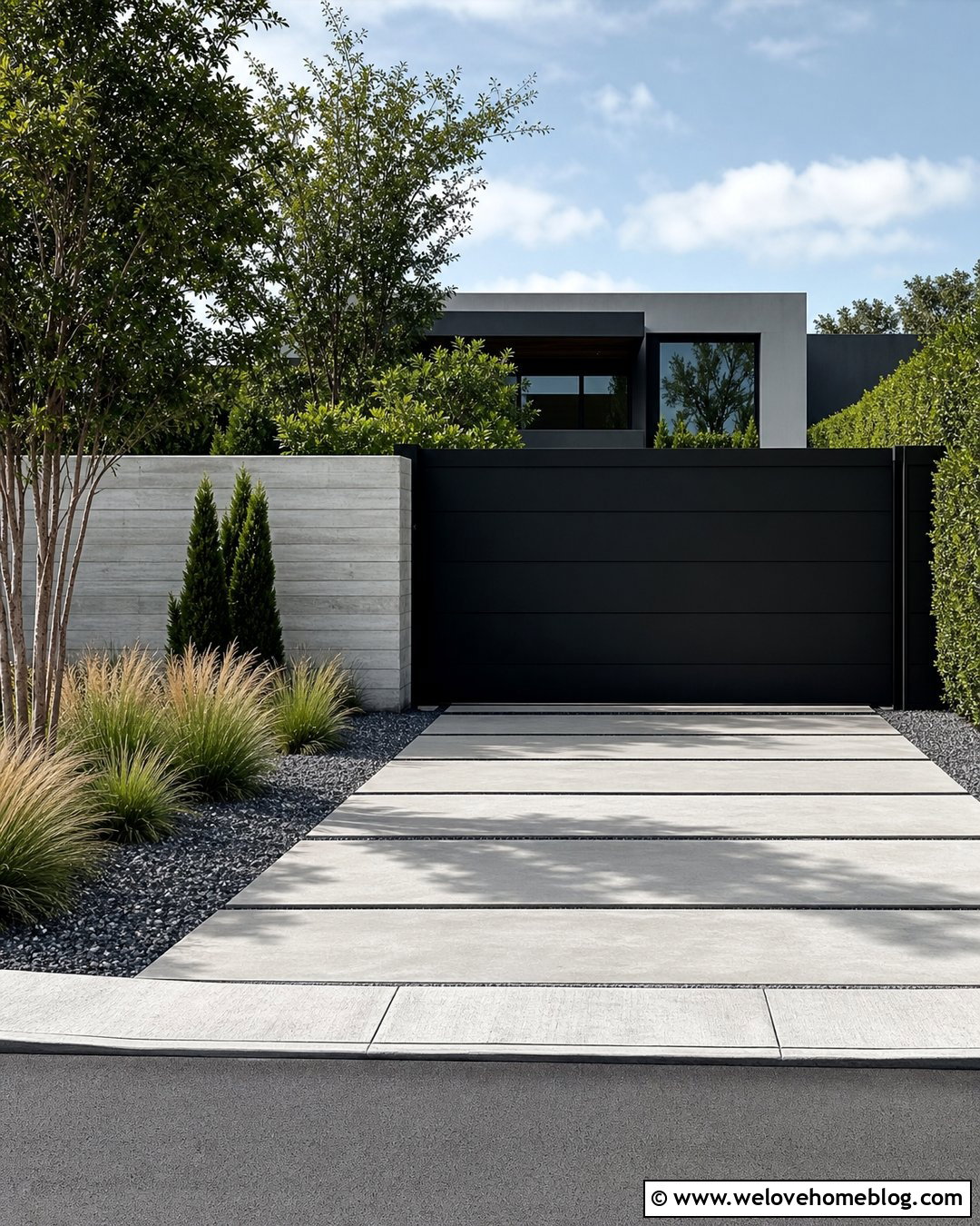 Modern Sliding Gate Luxury Driveway - 45 Luxury Driveway Ideas