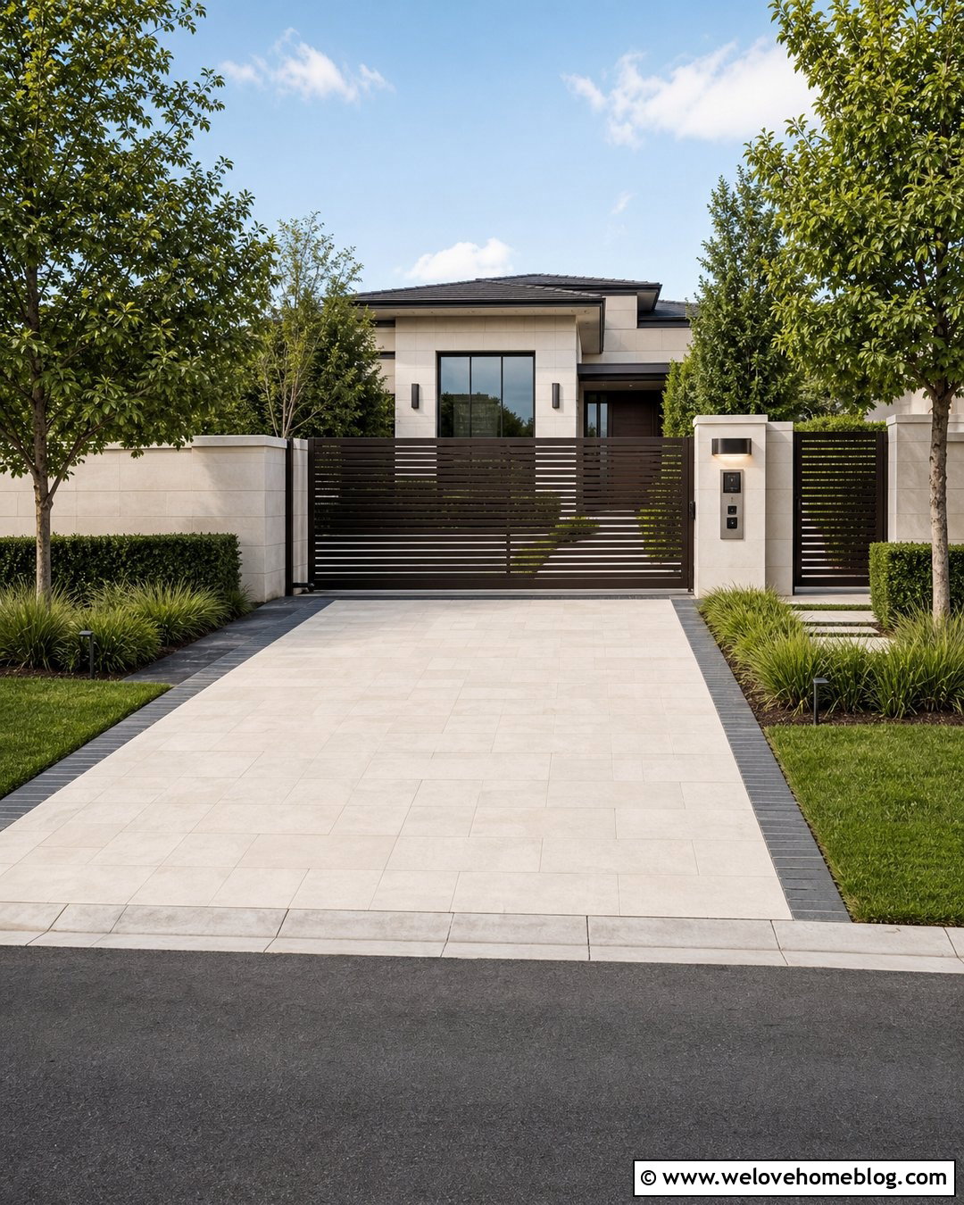 Modern Smart Driveway Gate With Address Sign - 20 Modern Entry Gates Driveway Ideas