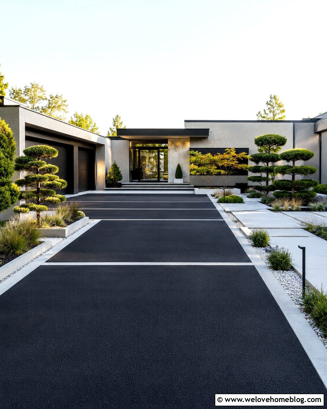 Modern Tarmac Driveway With Concrete Edging - 20 Tarmac Driveway Curb Appeal Ideas