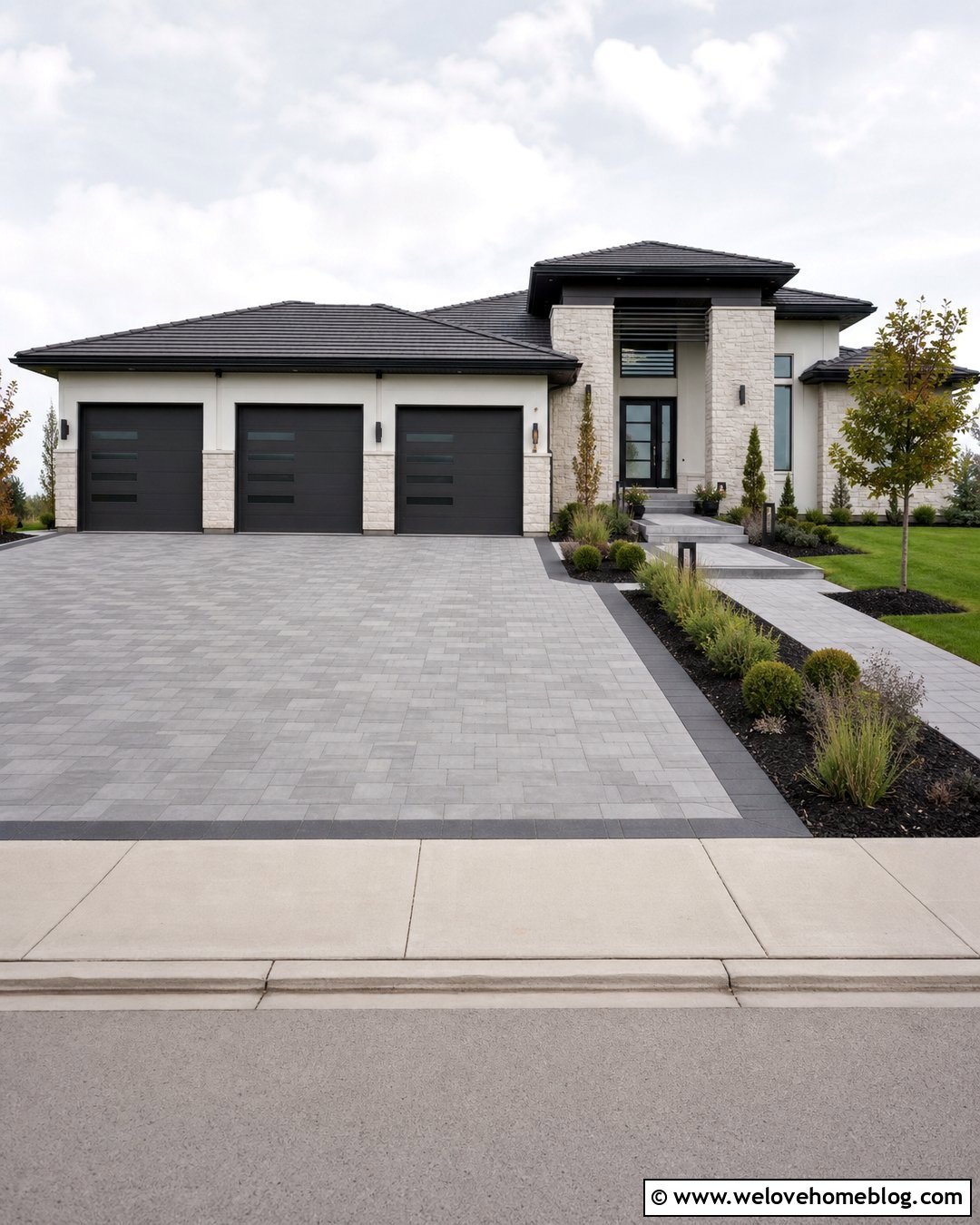 Modern Three Car Driveway - 25 Modern House Driveway Ideas