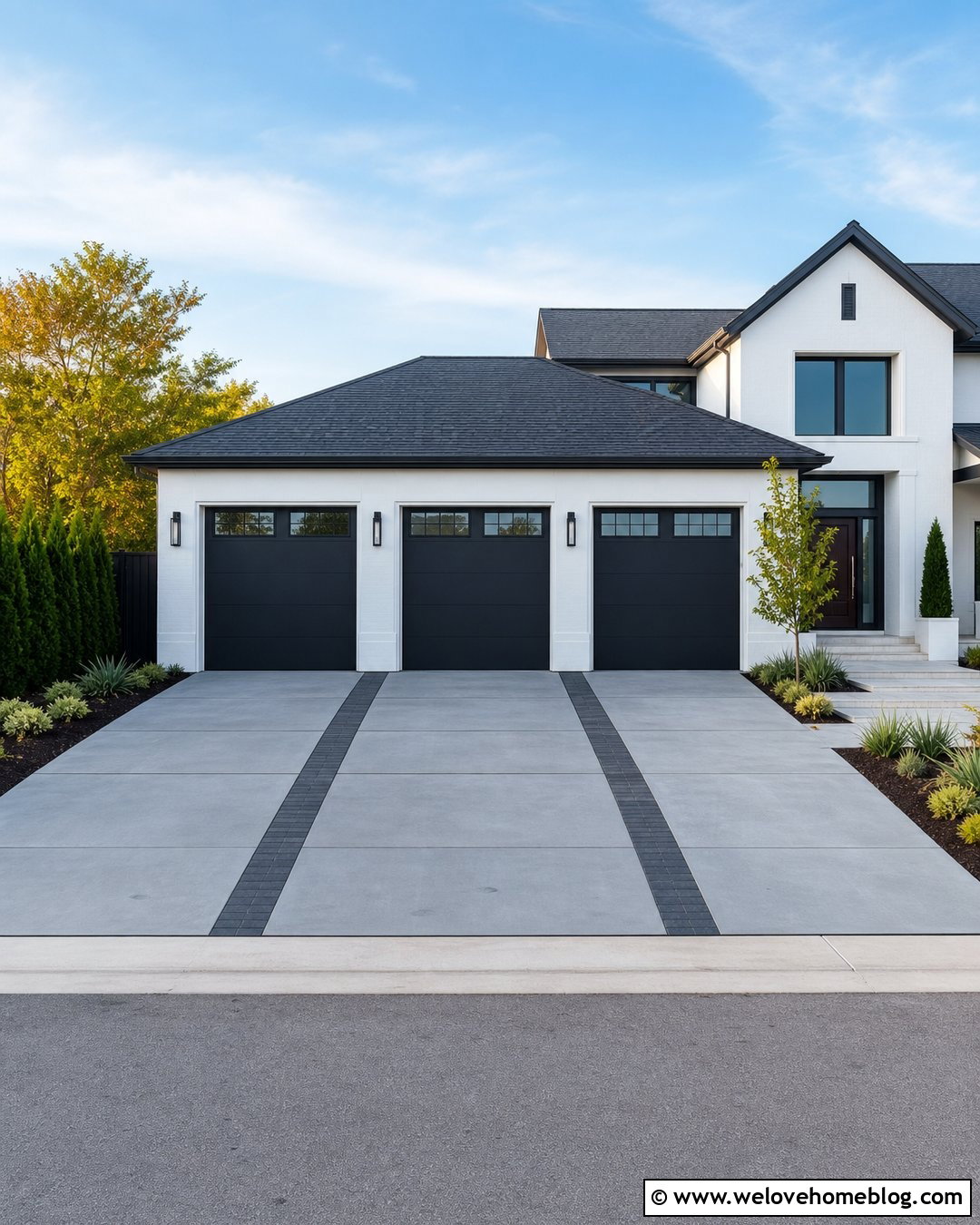 Modern Three Car Garage Driveway - 45 modern driveway ideas