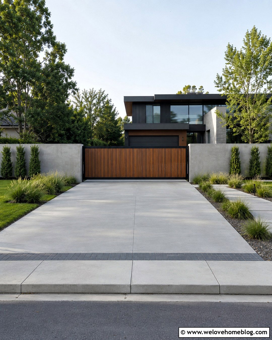 Modern Timber Driveway Gate With Concrete - 20 Timber Gates Driveway Ideas