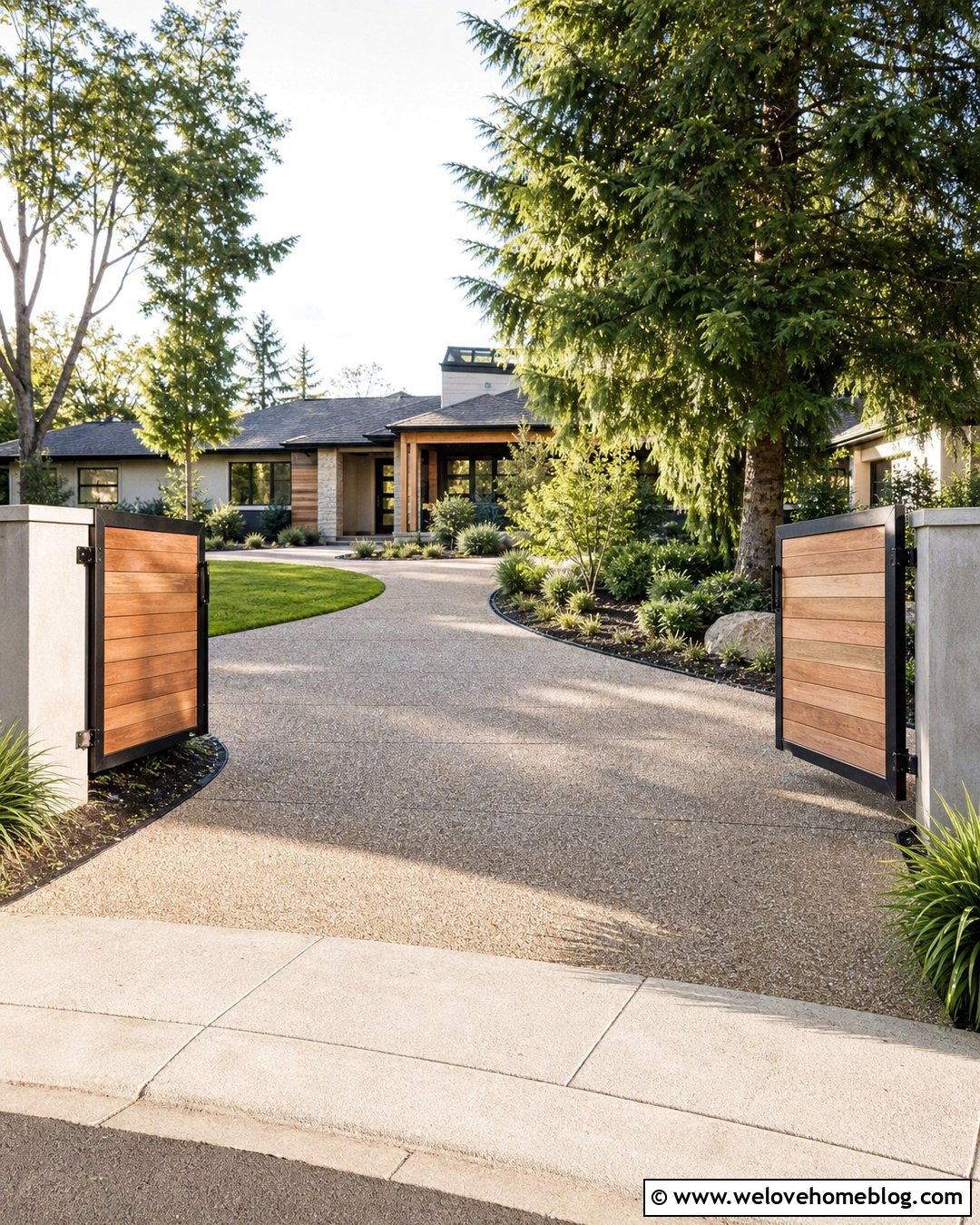 Modern Wood And Metal Driveway Gate - 35 Modern Gates Driveway Ideas