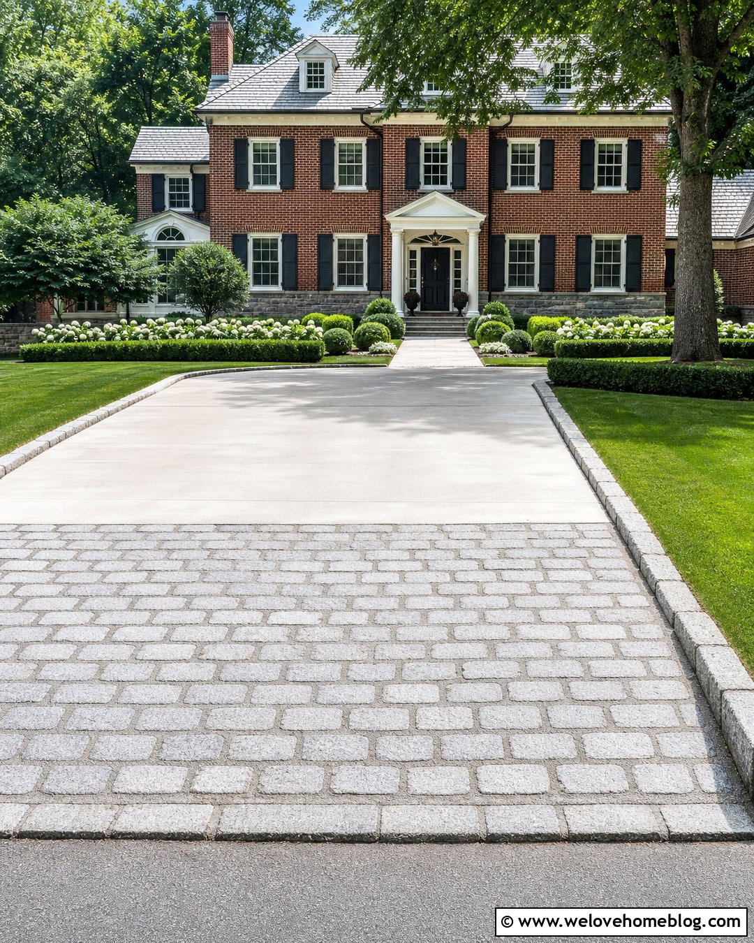 Mortared Cobblestone Driveway Apron - 35 cobblestone driveway apron ideas
