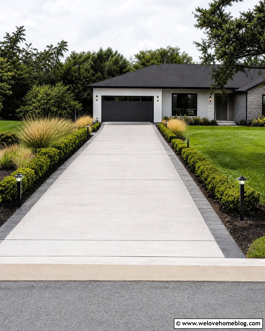 Motion Sensor Driveway Lamps With Concrete - 20 Driveway Lamps Ideas