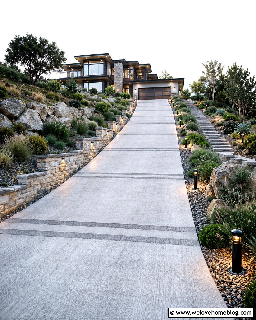 Motion Sensor Lights Along Steep Driveway - 20 Lights Along Driveway Ideas