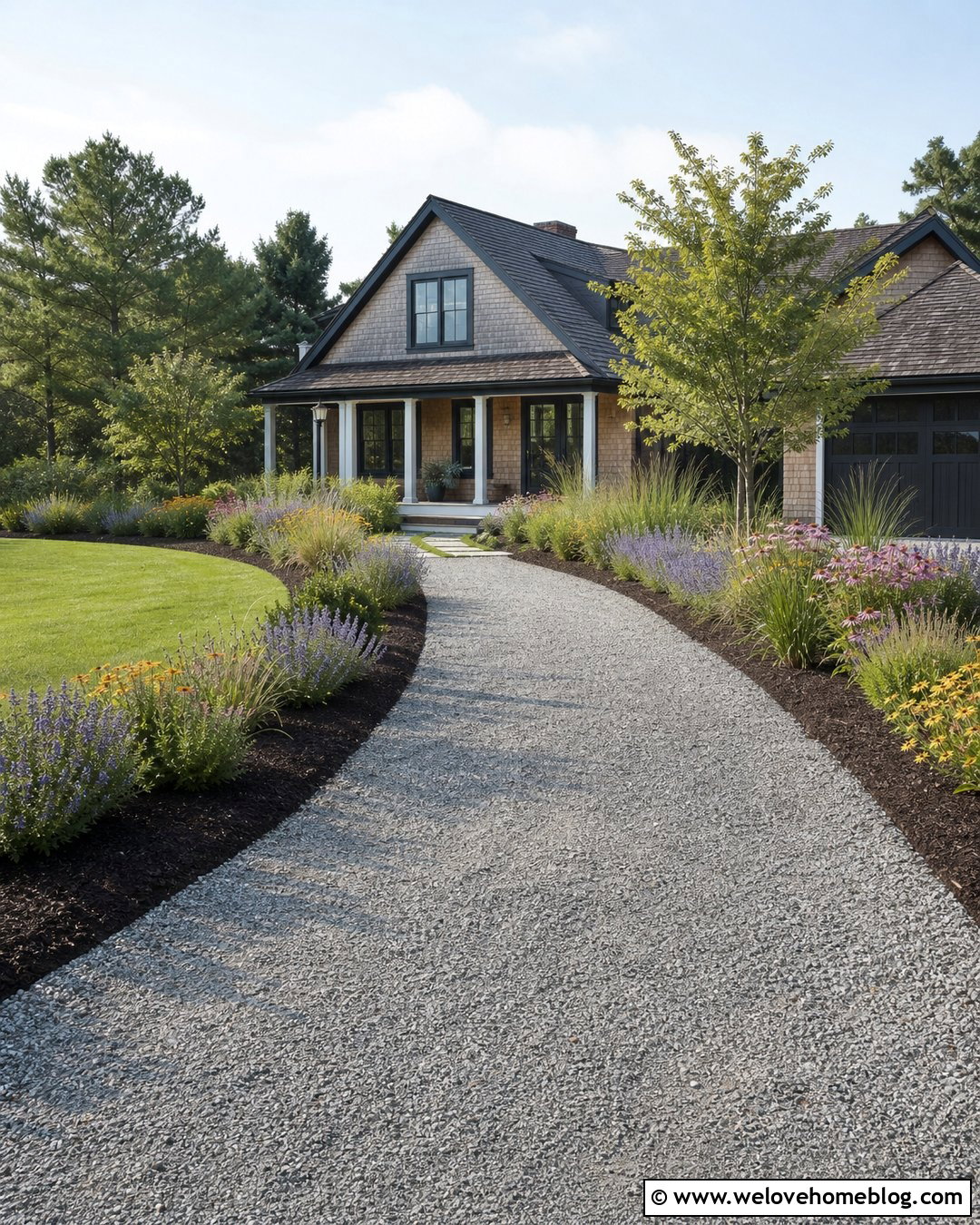 Mulch And Perennial Driveway Border - 20 Cheap Driveway Border Ideas