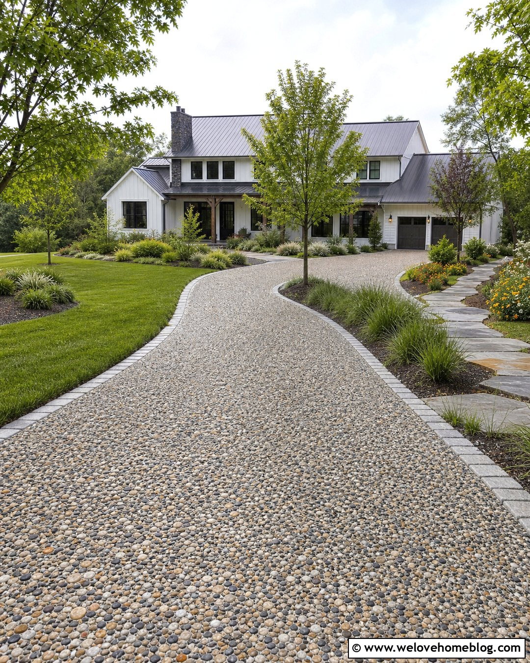 Multicolor Riverstone Exposed Aggregate Driveway - 20 exposed aggregate driveway colours ideas