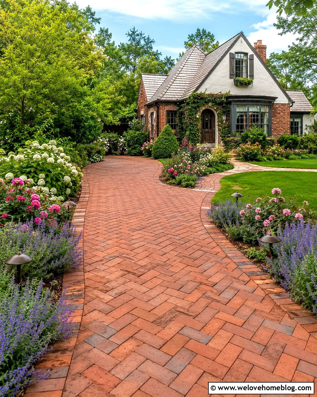 Mushroom Lights Along Cottage Driveway - 20 Lights Along Driveway Ideas