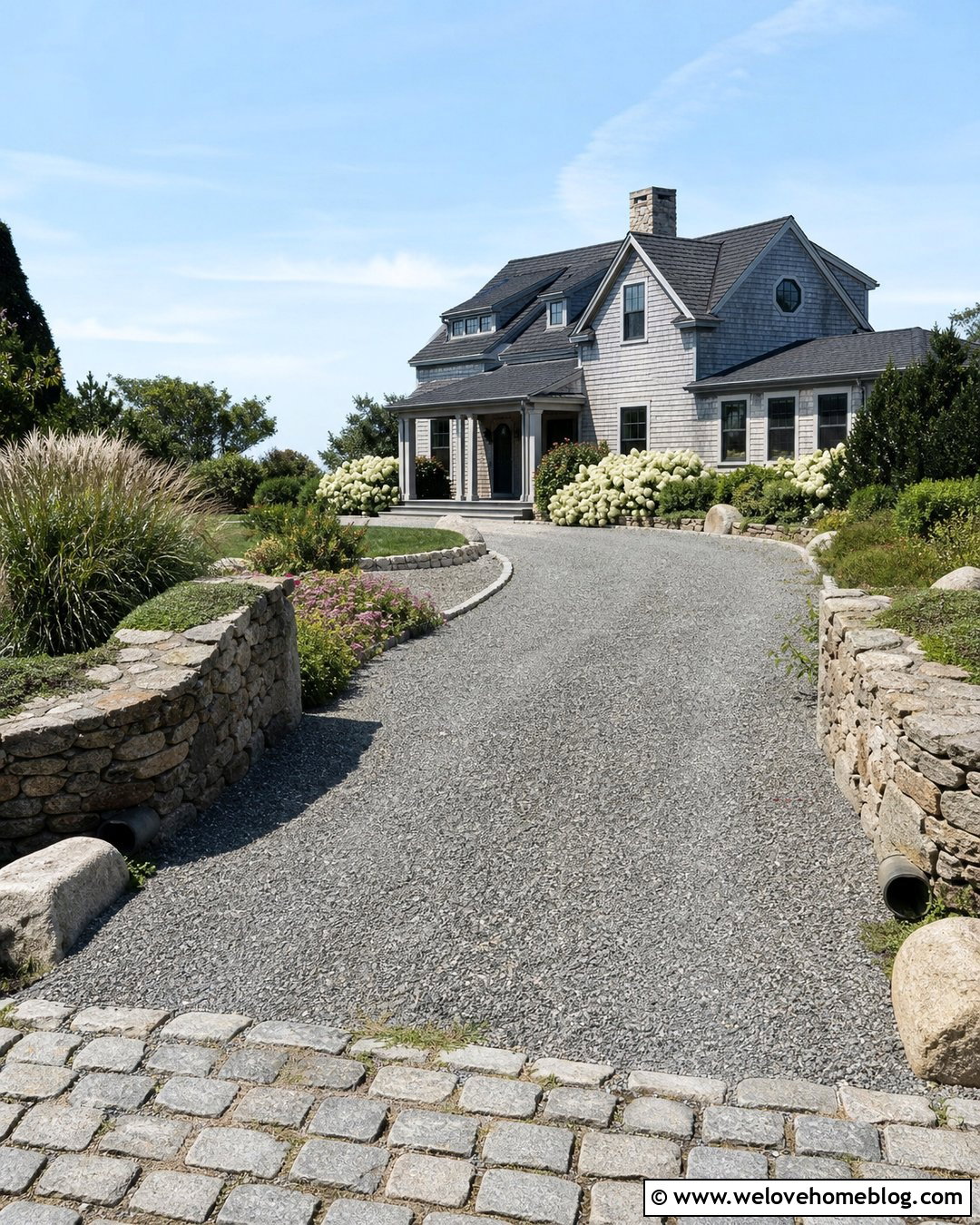 Nantucket Granite Chip Driveway With Fieldstone Walls