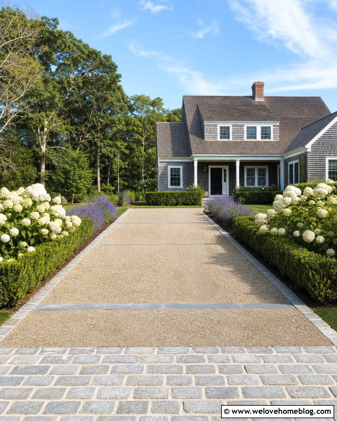 Nantucket Gravel Driveway With Bluestone Ribbons - 20 Nantucket Driveway Ideas