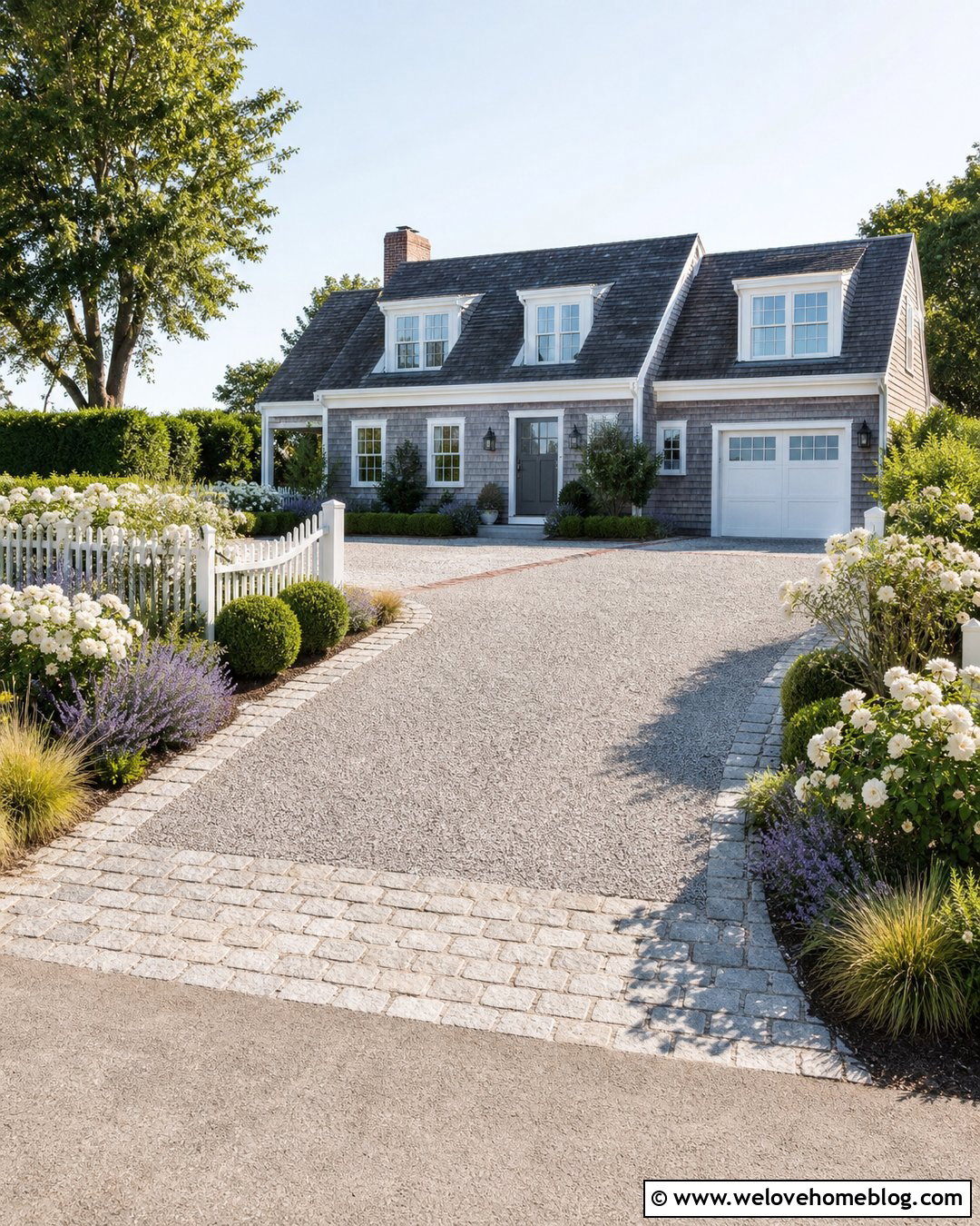 Nantucket Pea Gravel Driveway With Belgian Block - 20 Nantucket Driveway Ideas