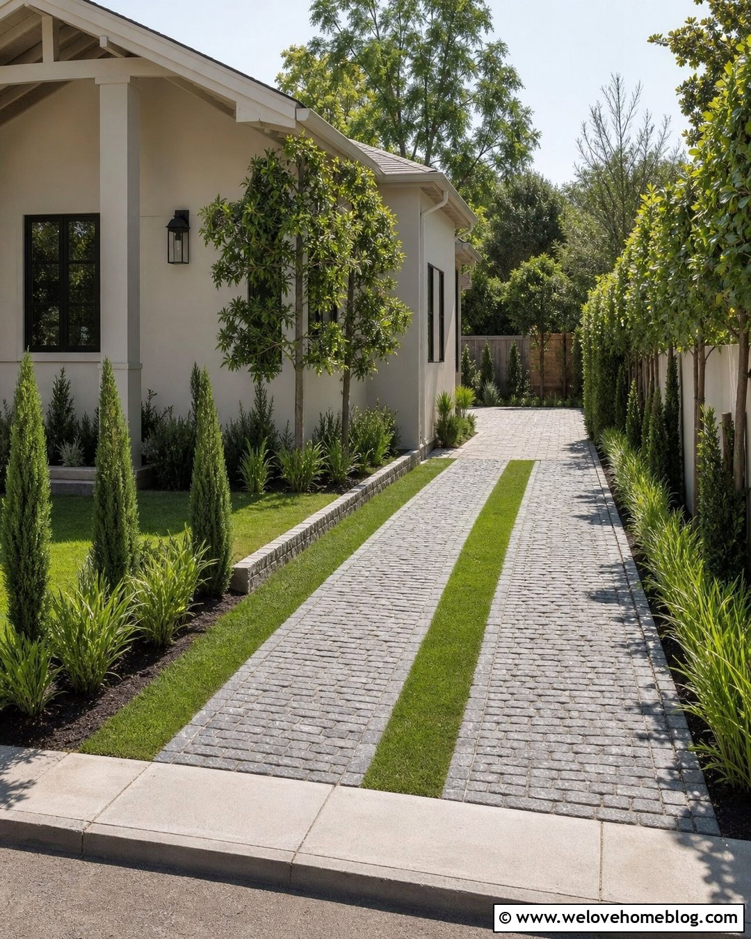 Narrow Cobblestone Grass Driveway - 20 cobblestone grass driveway ideas