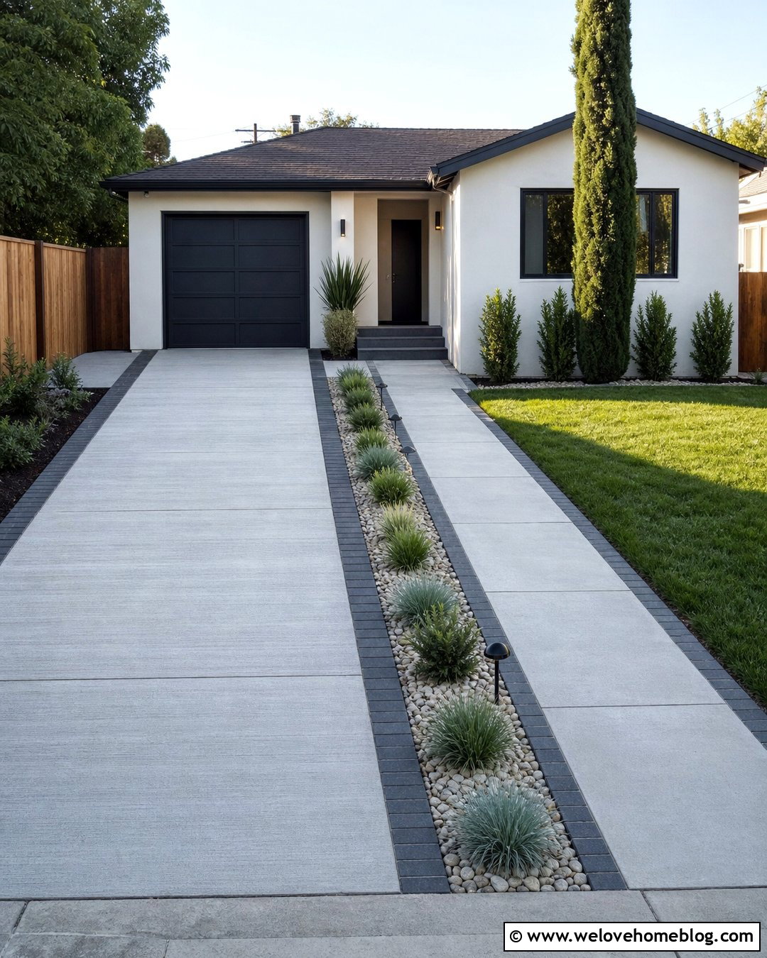 Narrow Concrete Driveway With Side Walkway - 20 Concrete Driveway And Walkway Ideas