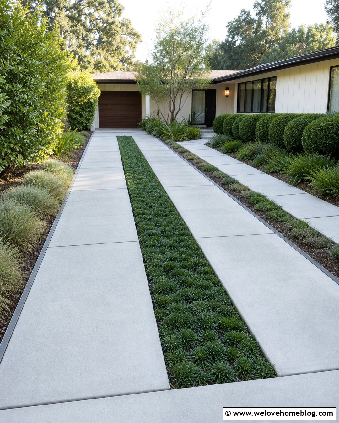 Narrow Concrete Strip Driveway - 20 Small Yard Driveway Ideas