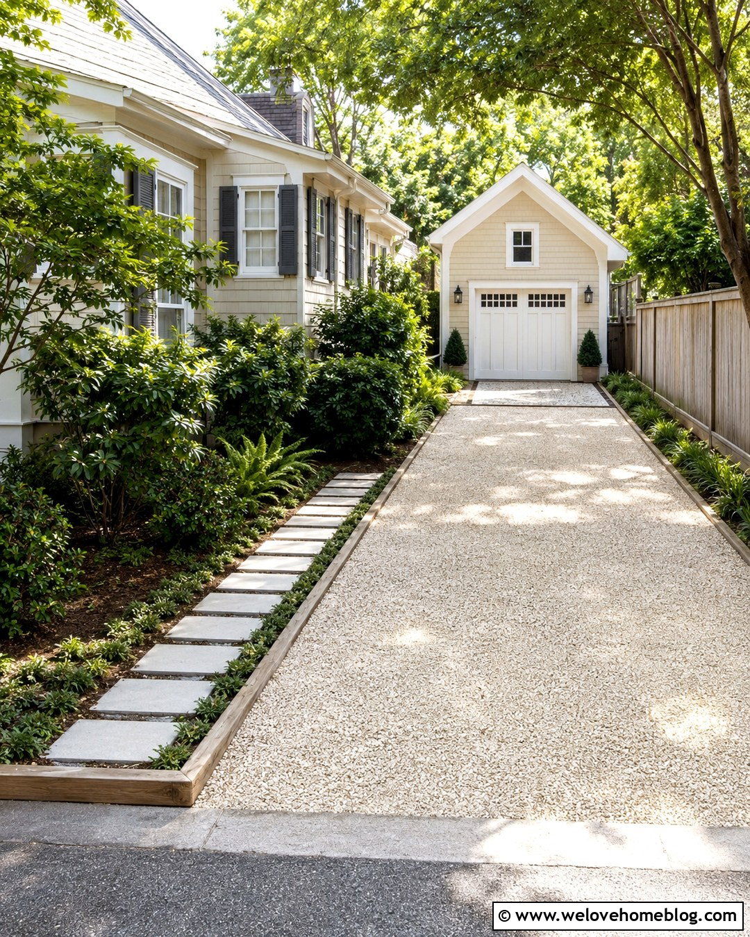 Narrow Crushed Shell Driveway With Timber Edging - 20 Crushed Shell Driveway Ideas