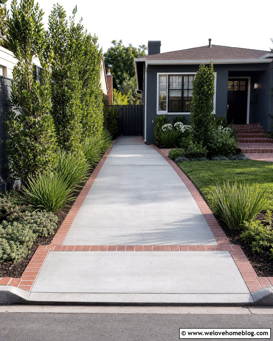 Narrow Driveway Apron With Brick Border - 35 Driveway Apron Ideas