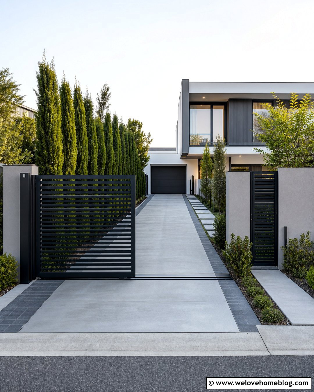 Narrow Driveway Entry With Sliding Gate - 30 driveway entry ideas