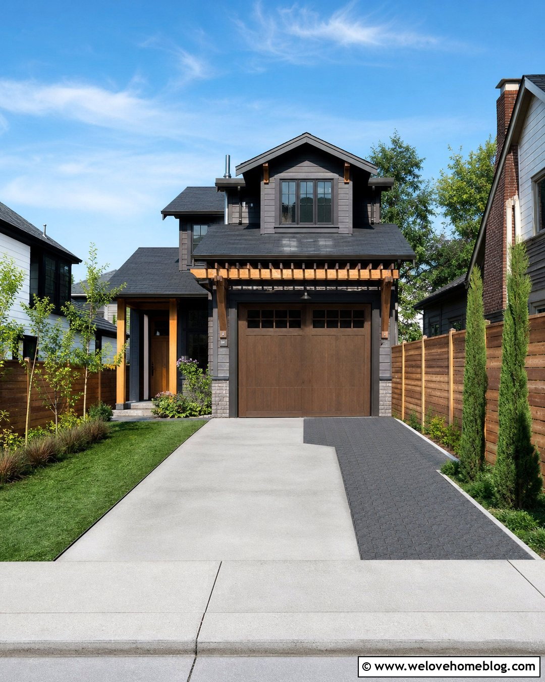 Narrow Driveway Paver Ribbon - 25 Driveway Extra Parking Ideas
