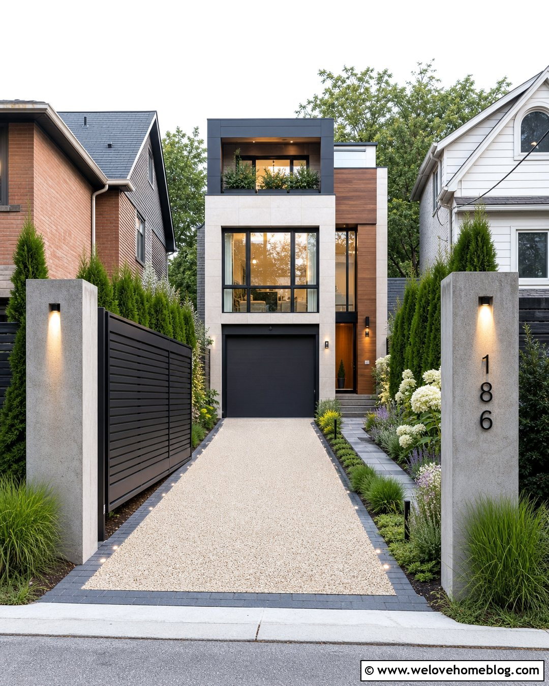 Narrow Driveway Pillars For Small Entrances - 20 modern driveway pillars ideas